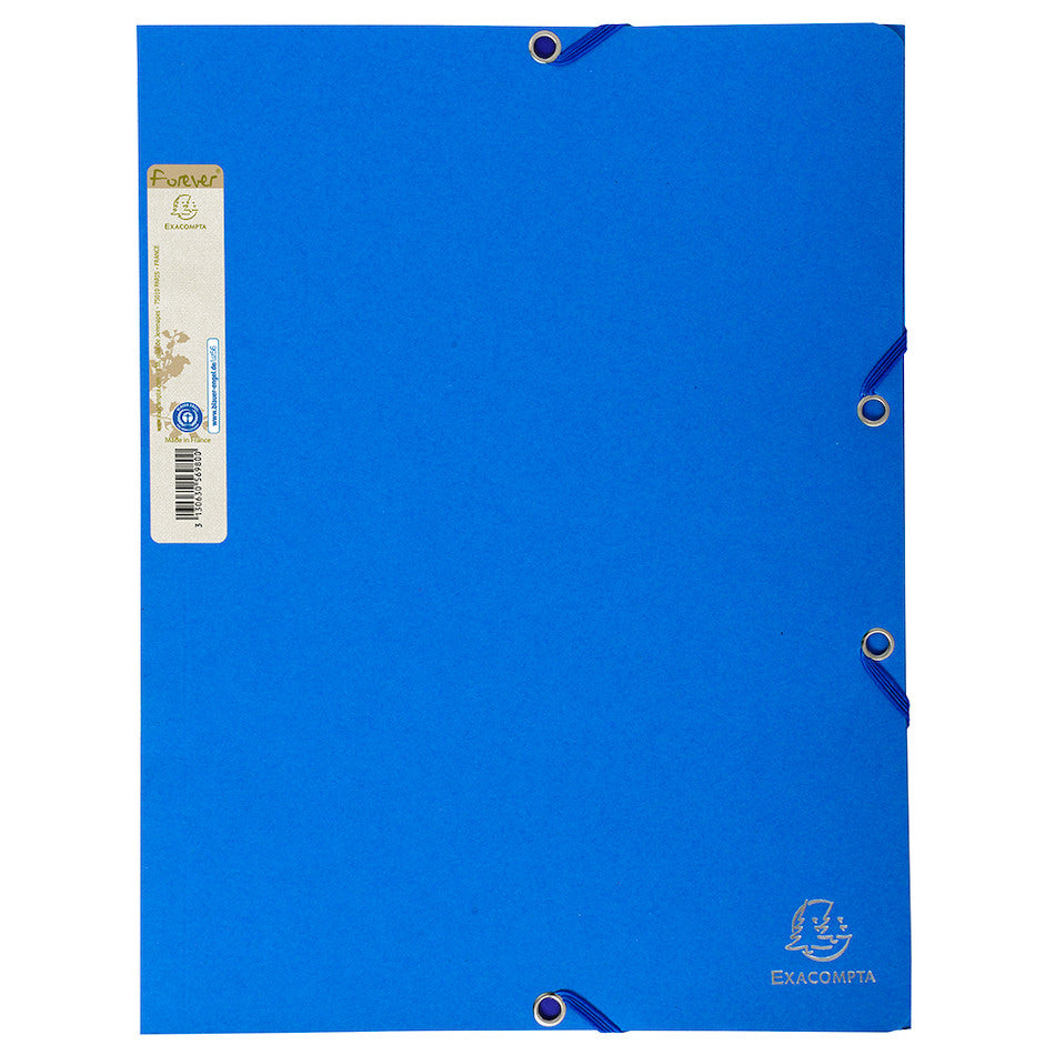 Exacompta Forever Folder with 3 Flap Elastic Closure - A4 Size in Blue - Perfect for Office, School & Document Organization