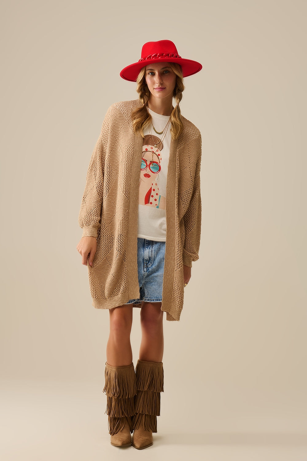 Elegant Camel Crochet Pattern Draped Cardigan - Perfect for Fall Layering, Cozy Evenings & Boho Chic Outfits