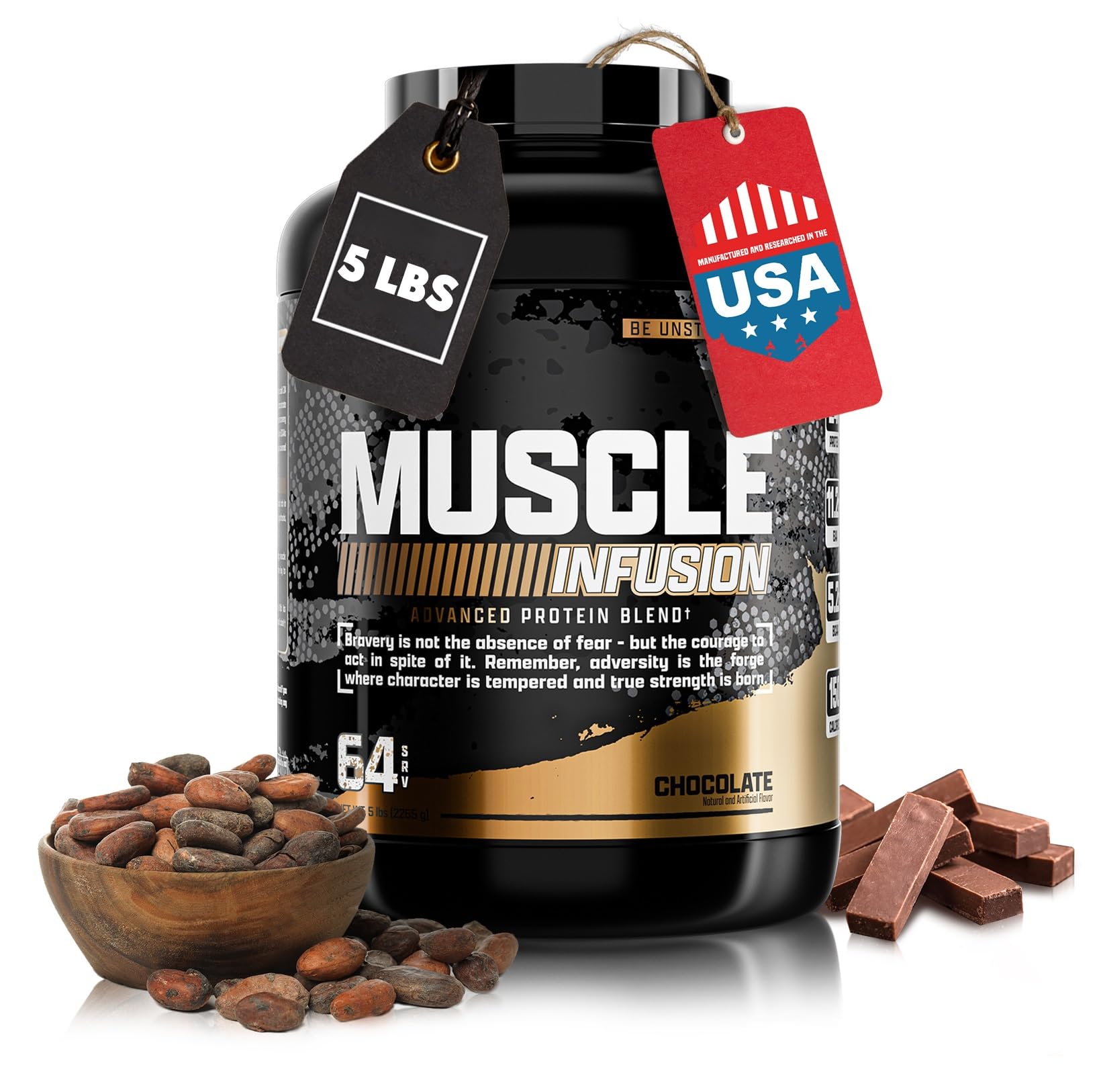 Nutrex Research Whey Protein Powder - 5lbs Chocolate Muscle Infusion Whey Isolate with EAA & High BCAA for Muscle Growth - Post Workout Recovery Supplement for Men & Women - Sports Nutrition with Great Taste & Texture - Ideal for Gym, Bodybuilding & Fitness Enthusiasts