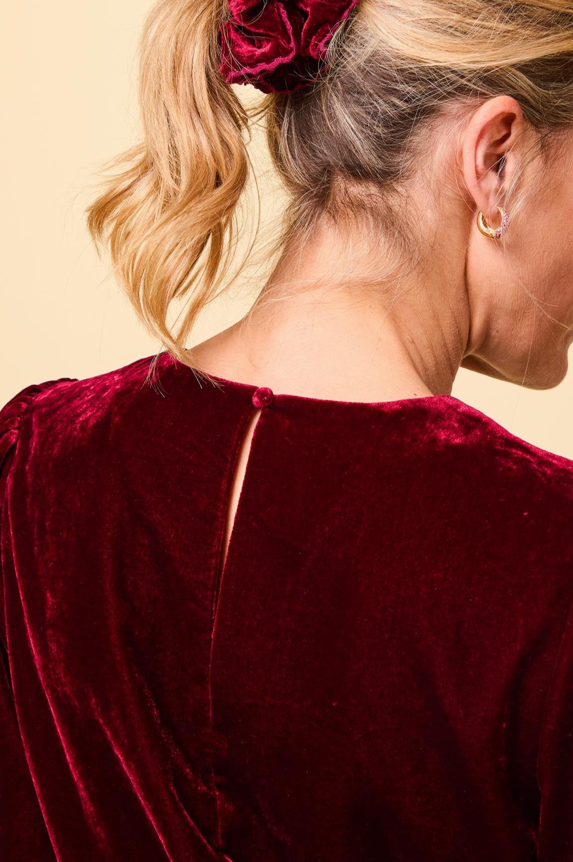 Victoria Velvet Top for Women | Elegant Ruby Red Blouse with Long Sleeves - Perfect for Parties, Date Nights & Special Occasions