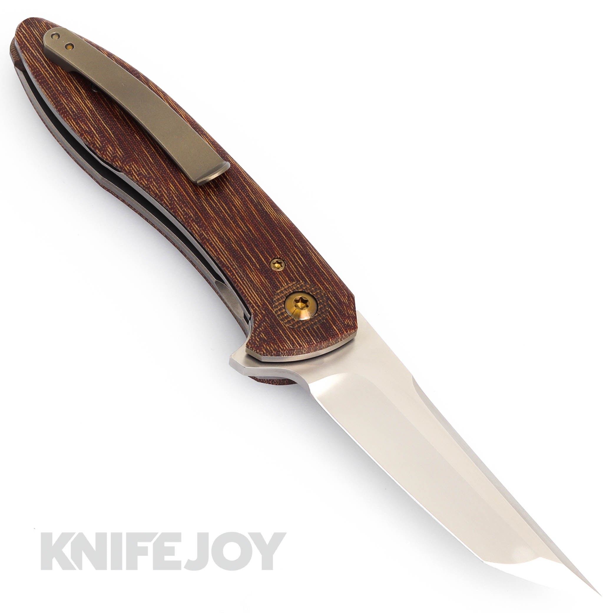 David Sharp Sharpwerks Knives Deka Mini Flipper Pocket Knife - RWL Stainless Steel Blade with XCUT Vintage Natural Micarta Handle - EDC, Camping, Hiking & Outdoor Survival Tool
