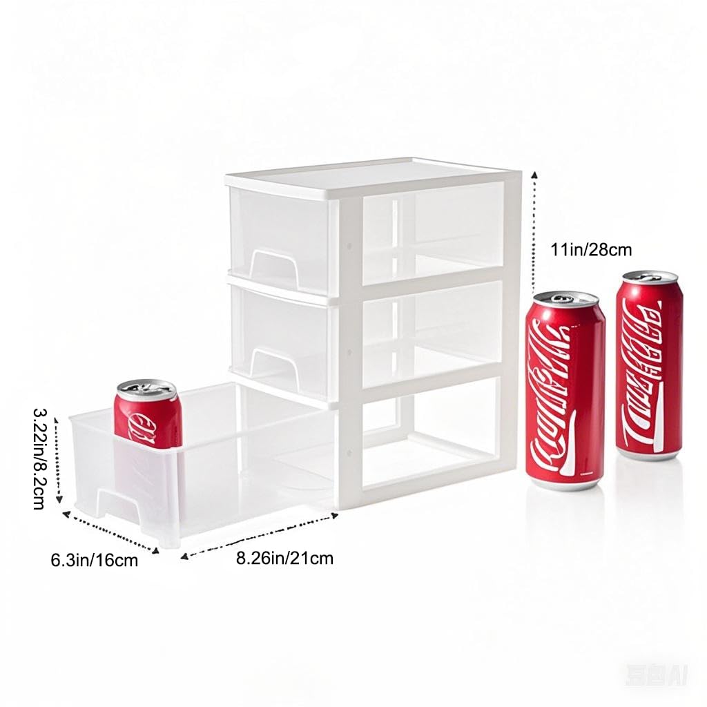 3-Drawer Plastic Storage Organizer - White Desktop Organizer for Home & Office Use