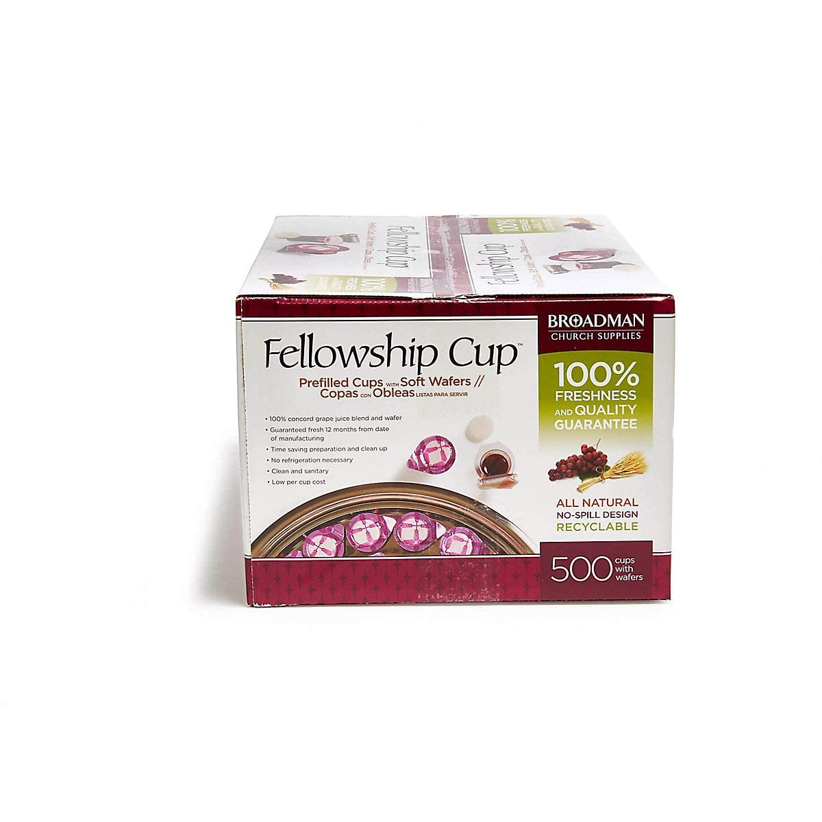 BROADMAN CHURCH SUPPLIES Pre-filled Communion Cups with Juice & Wafer - 500 Count Set for Holy Communion Services, Church Gatherings & Religious Ceremonies