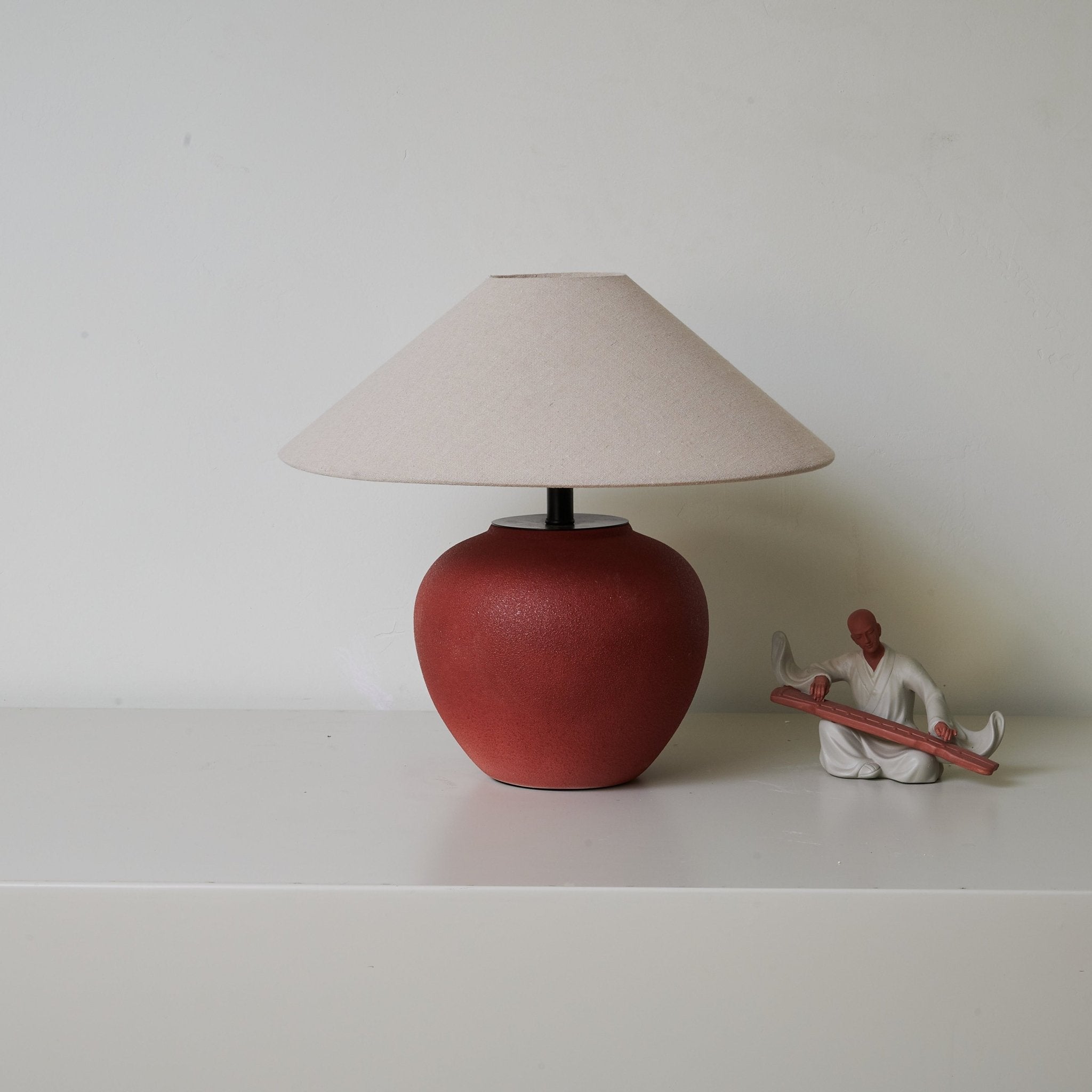 Terra Rouge Table Lamp - Modern Bedside Nightstand Light for Living Room, Bedroom, Office - Warm White LED Lighting for Home Decor & Reading
