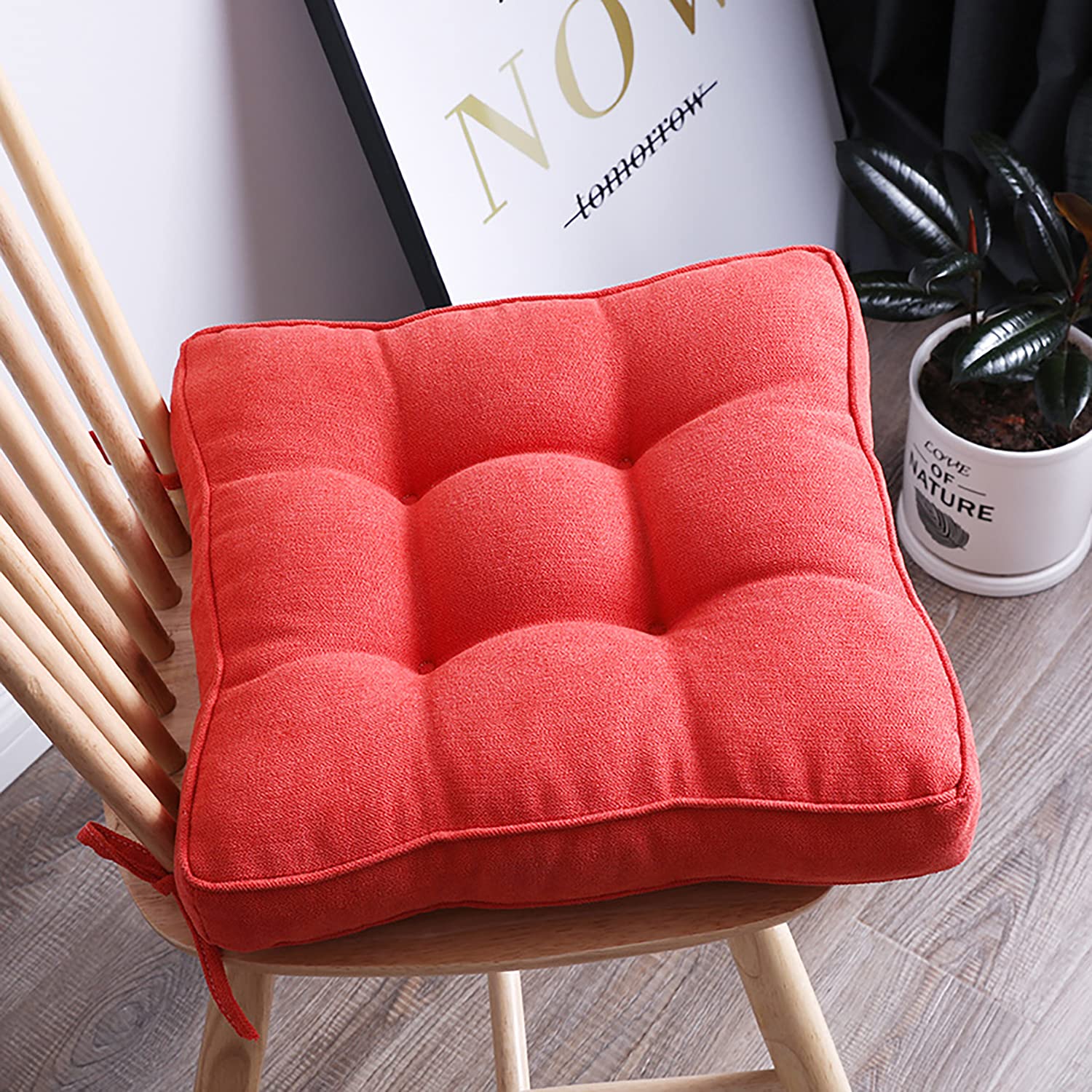 6 Pack Dining Chair Cushions Set - Comfortable Seat Pads for Kitchen, Office & Living Room Chairs - Home Decor Cushion Covers (Red) - Perfect for Dining, Working & Relaxing