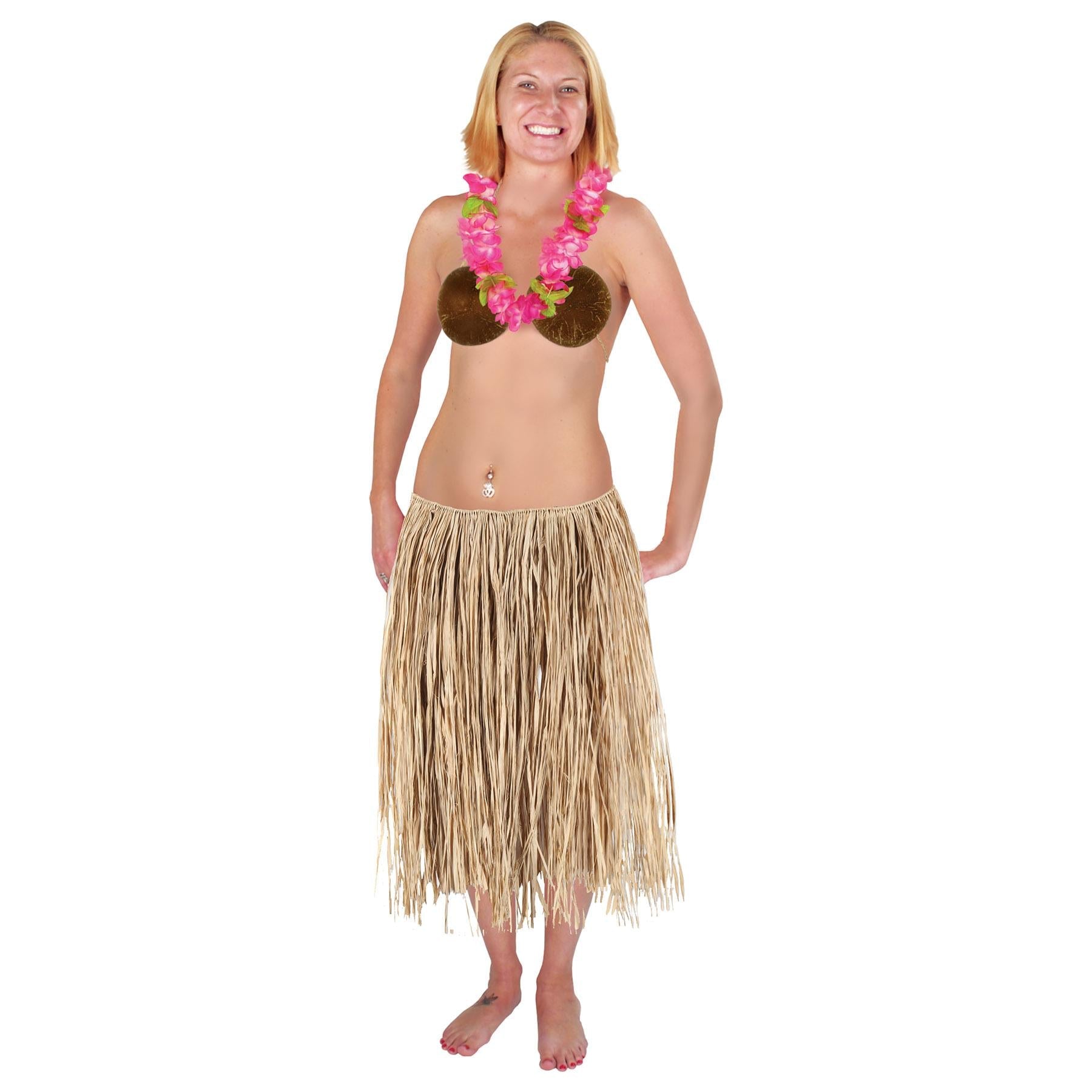 12 Pack Beistle Luau Party Adult Raffia Hula Skirt - Natural (31W x 28L) - Perfect for Hawaiian Themed Parties, Costumes & Tropical Events