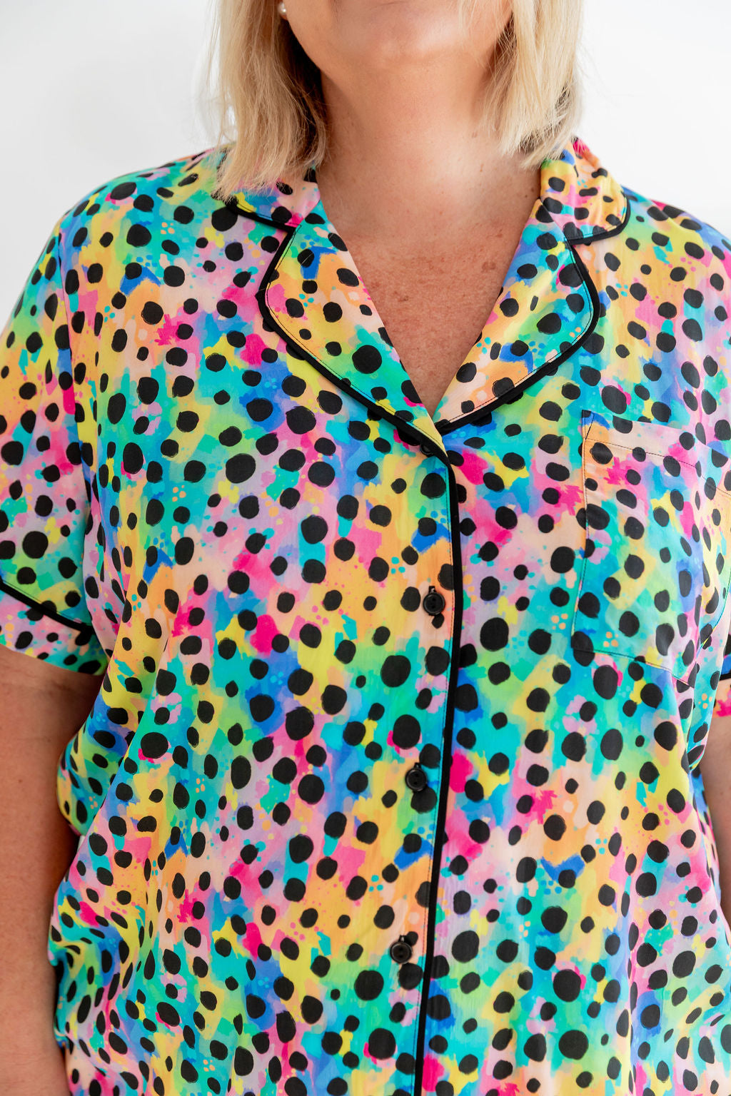 Kasey Rainbow Sundown SS Shirt & Short Sleepwear Set - Cheetah Print Pajamas for Women | Cozy Lounge Wear for Sleepovers & Relaxing at Home