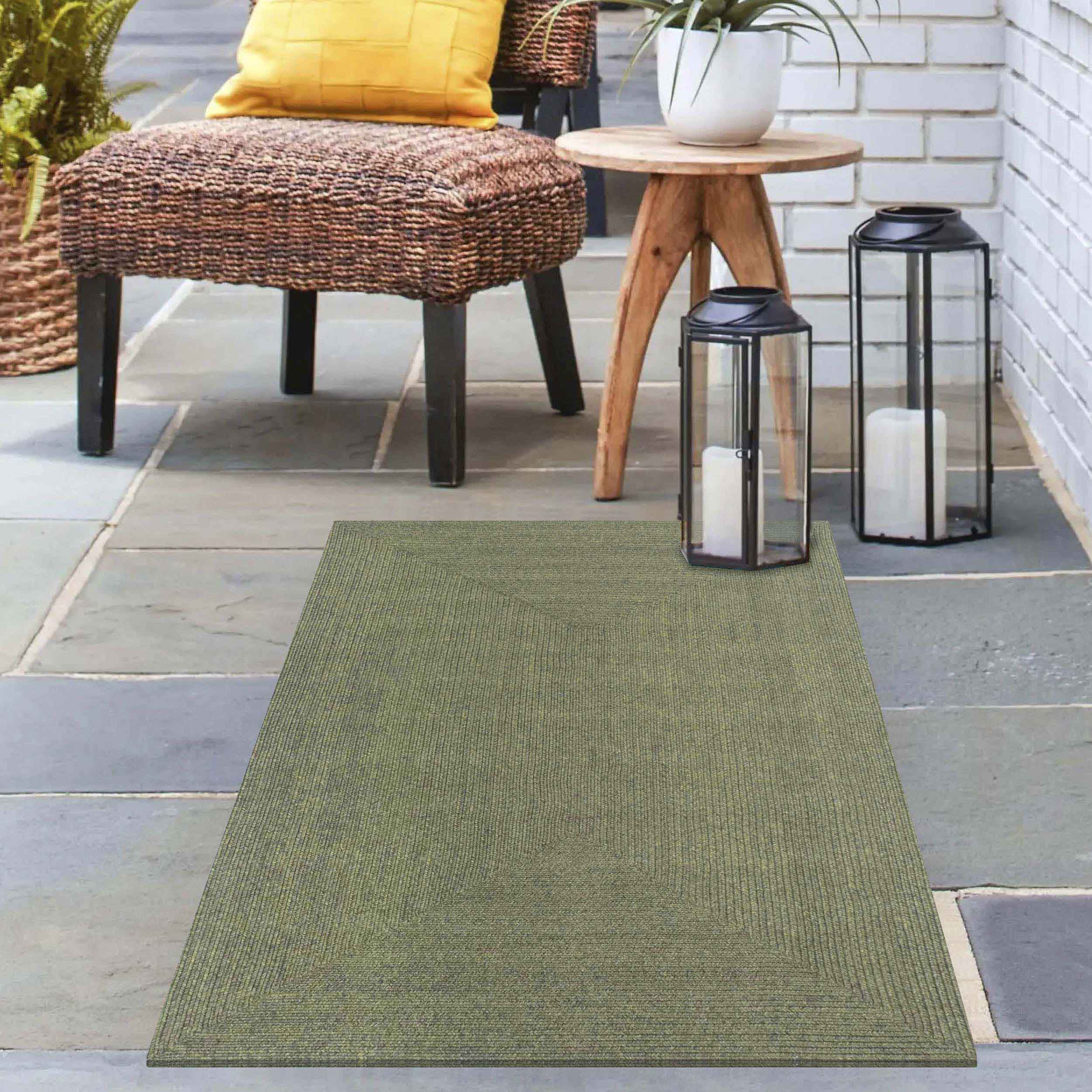 Bohemian Rectangle Braided Area Rug - Non-Slip Indoor Outdoor Rug for Living Room, Bedroom, Patio - Soft Woven Jute Natural Fiber Floor Mat for Home Decor