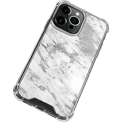 Skinit Clear iPhone 13 Pro Case with Silver Marble Design - Slim Protective Cover for Everyday Use | Perfect for Work, Travel & Style