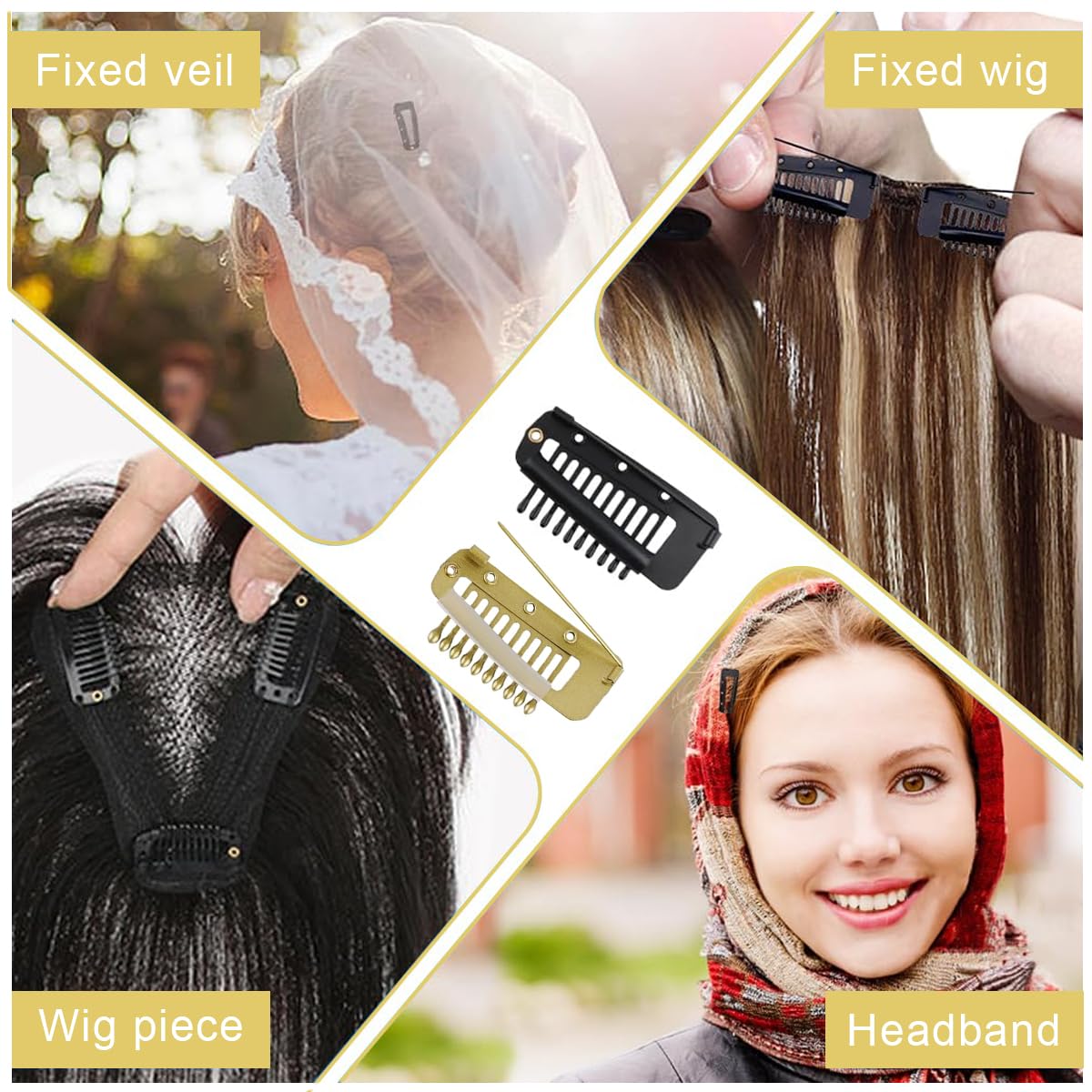 6pcs MAYCREATE® Stainless Steel Dupatta Clips for Brides - Strong Grip Chunni Hair Pins for Veil, Headscarf & Hair Extensions - Perfect for Weddings, Parties & Special Occasions