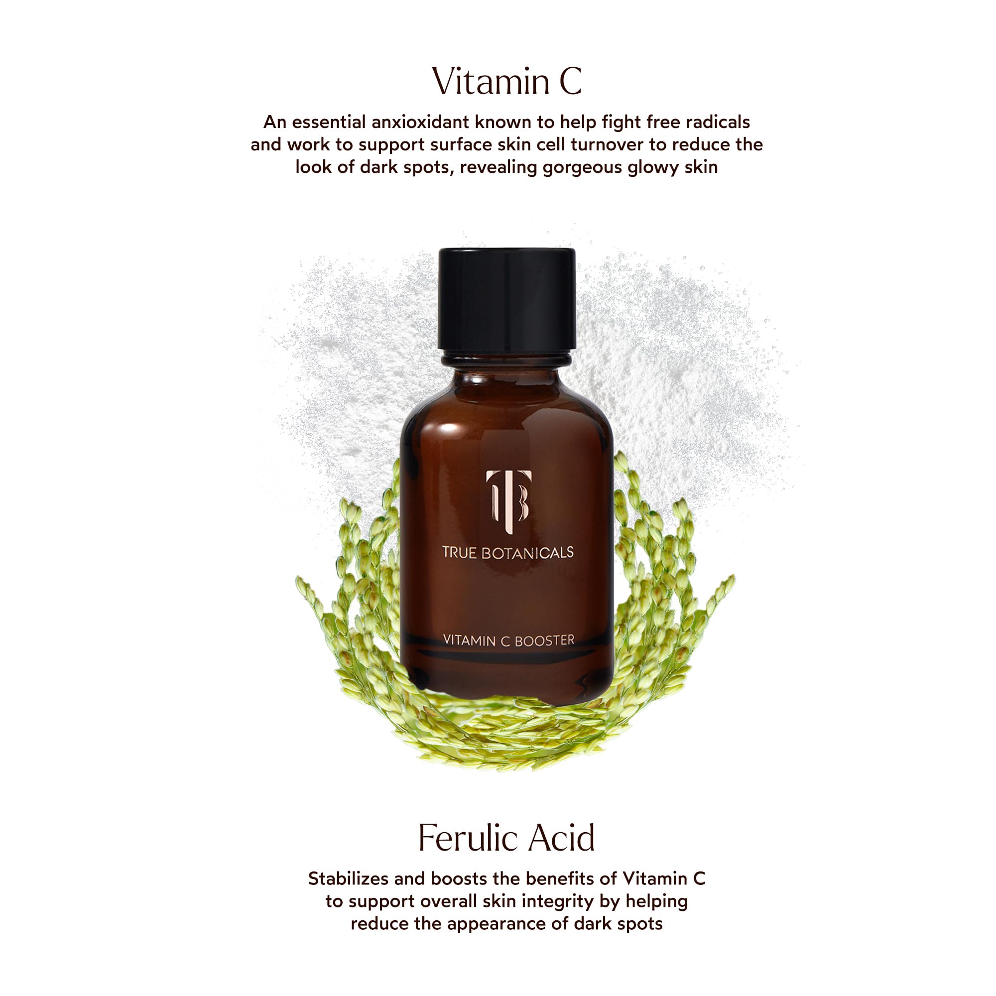 True Botanicals Vitamin C Booster Powder for Dark Spots & Skin Brightening with Ferulic Acid | Dermatologist Tested, Vegan & All Natural | Supercharge Serums & Moisturizers | 0.5 oz (14g) | Perfect for Daily Skincare Routine & Anti-Aging Treatment