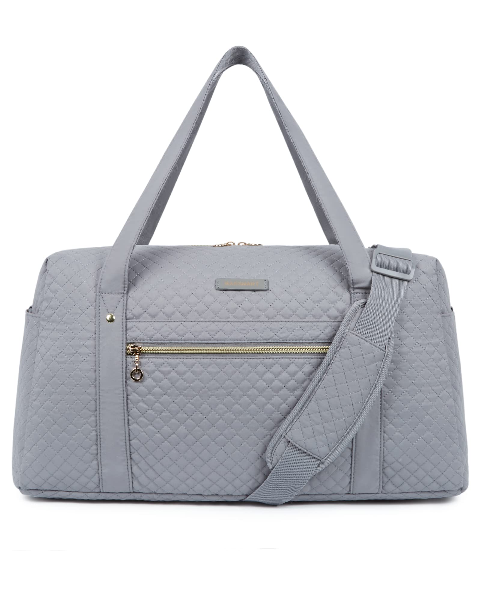 BAGSMART Large Travel Duffle Bag for Women - Waterproof Weekender Overnight Bag with Laptop Compartment & Shoe Pocket, Perfect Carry On Bag for Gym, Business Trip & Weekend Getaway (Grey)
