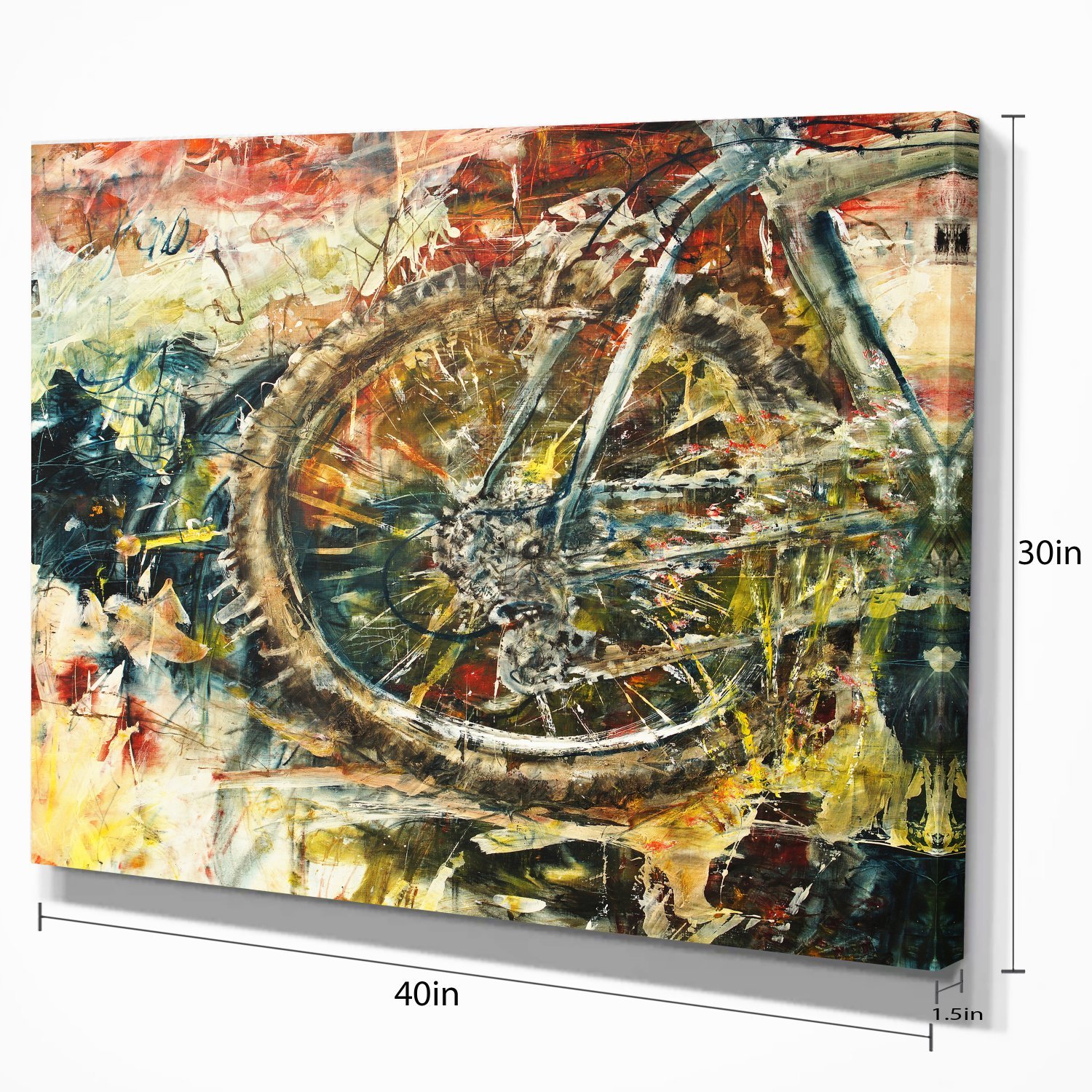 Abstract Mountain Bike Oil Painting Canvas Art - Modern Wall Decor for Living Room, Bedroom & Office
