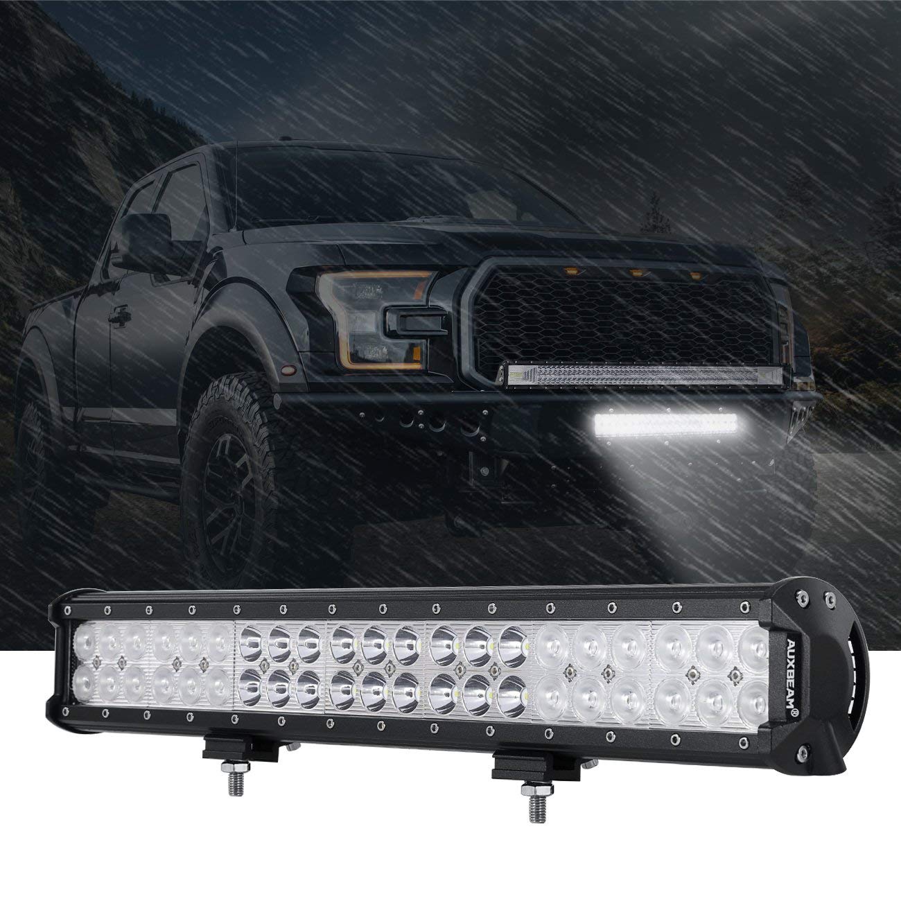 Auxbeam 20 Inch 126W LED Light Bar with 8 Gang Switch Panel - Blue Off-Road Lighting for Trucks, Jeeps, ATVs & UTVs - Waterproof & Durable for Outdoor Adventures