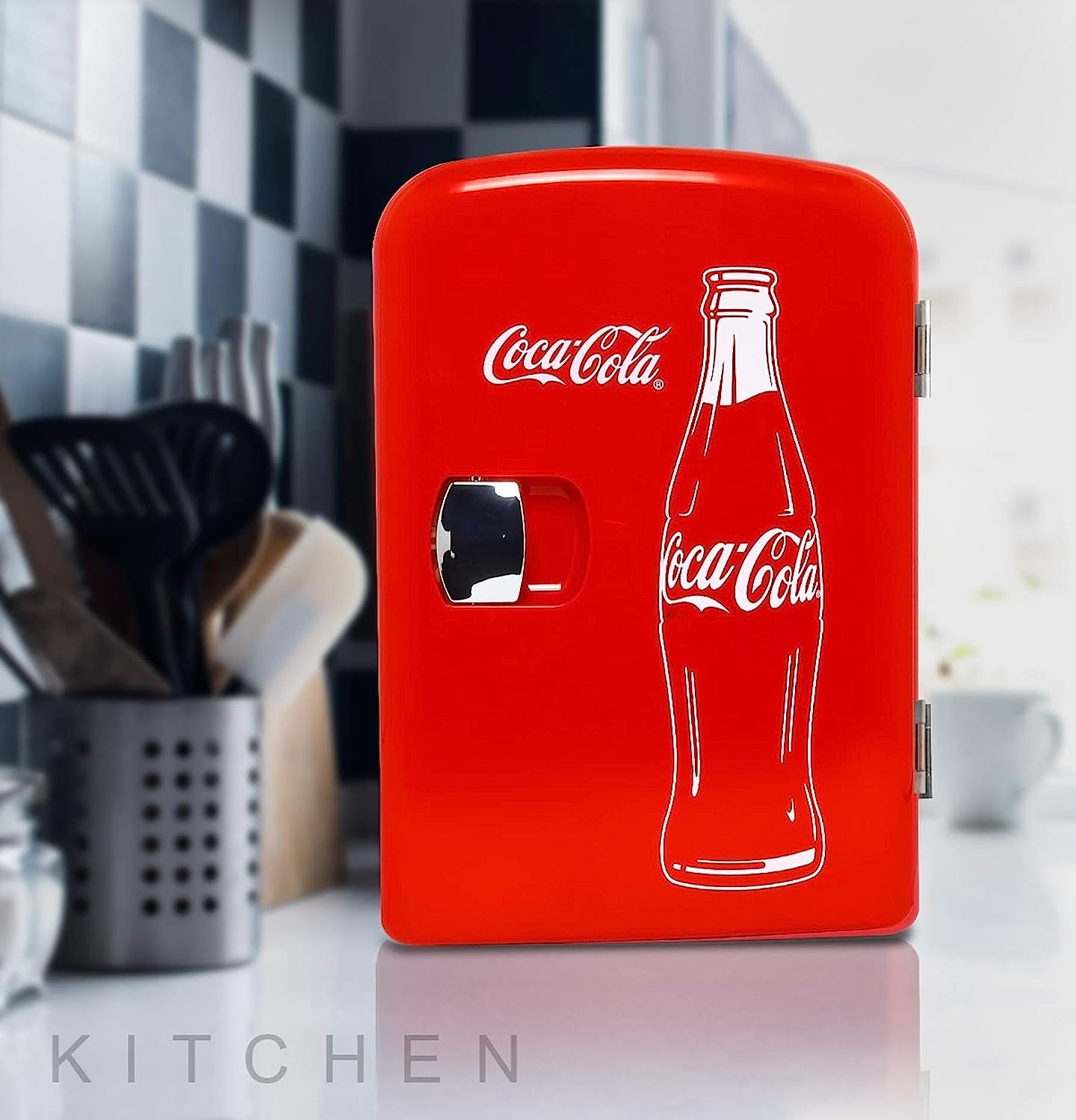 KOOLATRON Classic 6 Can Portable Thermoelectric Mini Fridge Cooler - 4L/4.2 Qt Capacity, 12V DC/110V AC, Red - Perfect for Home, Dorm, Car, Boat - Keep Beverages, Snacks, Skincare & Medication Fresh