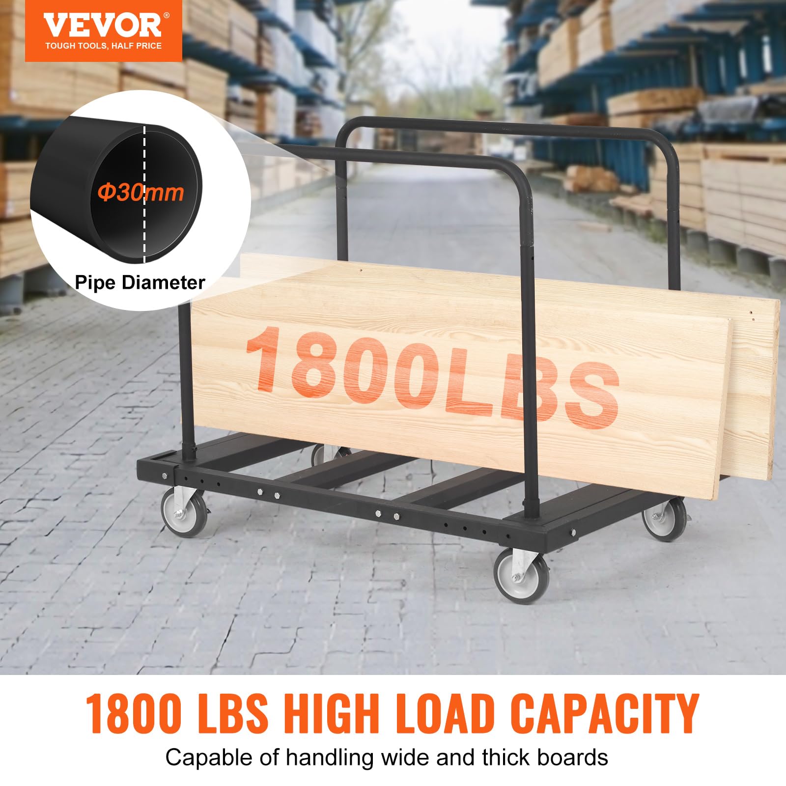 VEVOR Heavy Duty Folding Table Cart with 5