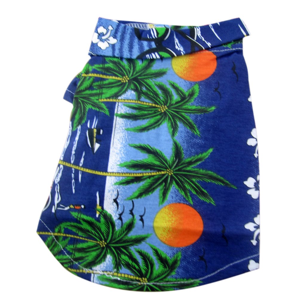 Hawaiian Beach Coconut Tree Print Dog Shirt - Summer Camp Pet Shirt for Small & Medium Dogs (Blue, M) - Perfect for Beach Outings, Pool Parties & Tropical Vacations