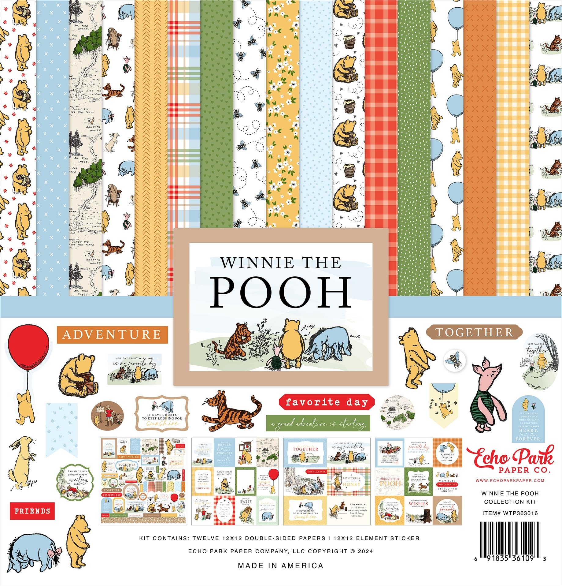 Echo Park Paper Winnie The Pooh Scrapbook Collection Kit - Perfect for DIY Scrapbooking, Card Making, and Memory Keeping Projects