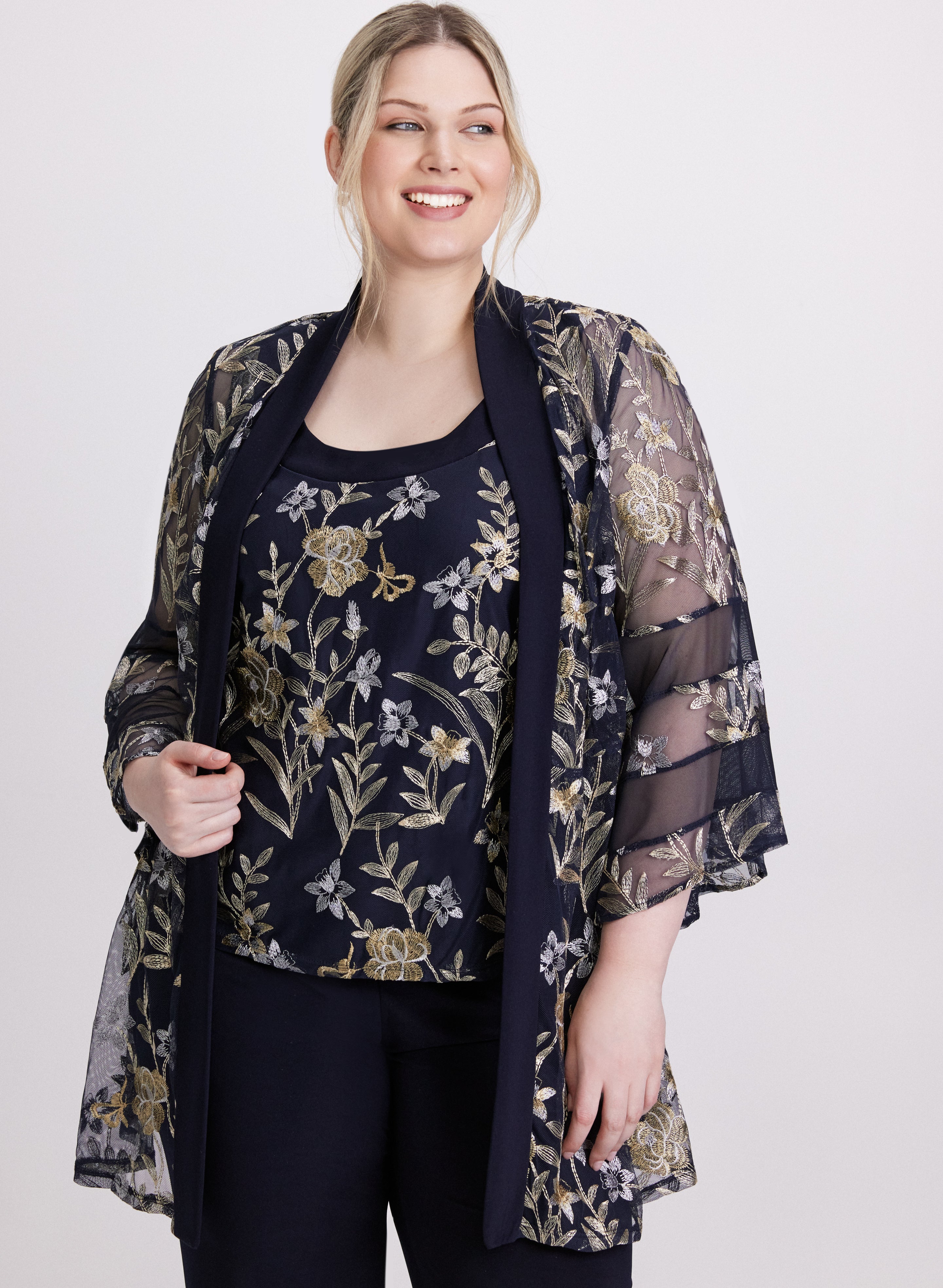 Floral Embroidered Jacket Top and Pants Set for Women - Boho Chic Outfit for Spring Summer Wedding, Party & Vacation