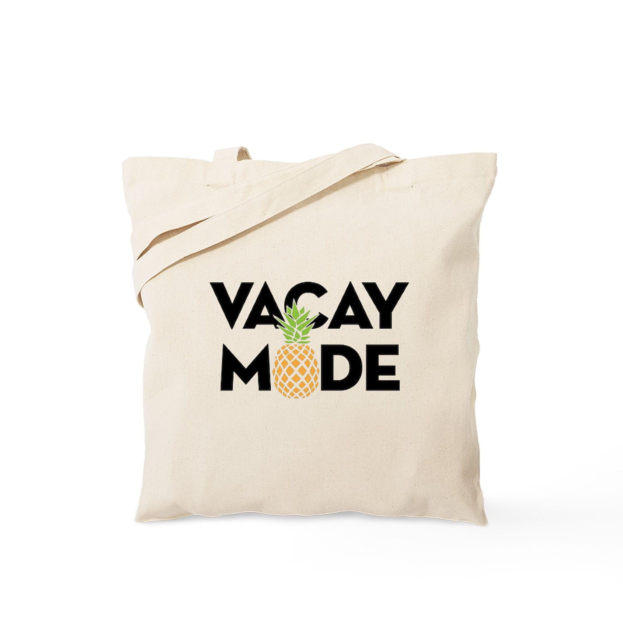 Vacay Mode Color Tote Bag - Natural Canvas Reusable Shopping Tote for Beach, Grocery & Travel | Eco-Friendly Cotton Carryall Bag for Women
