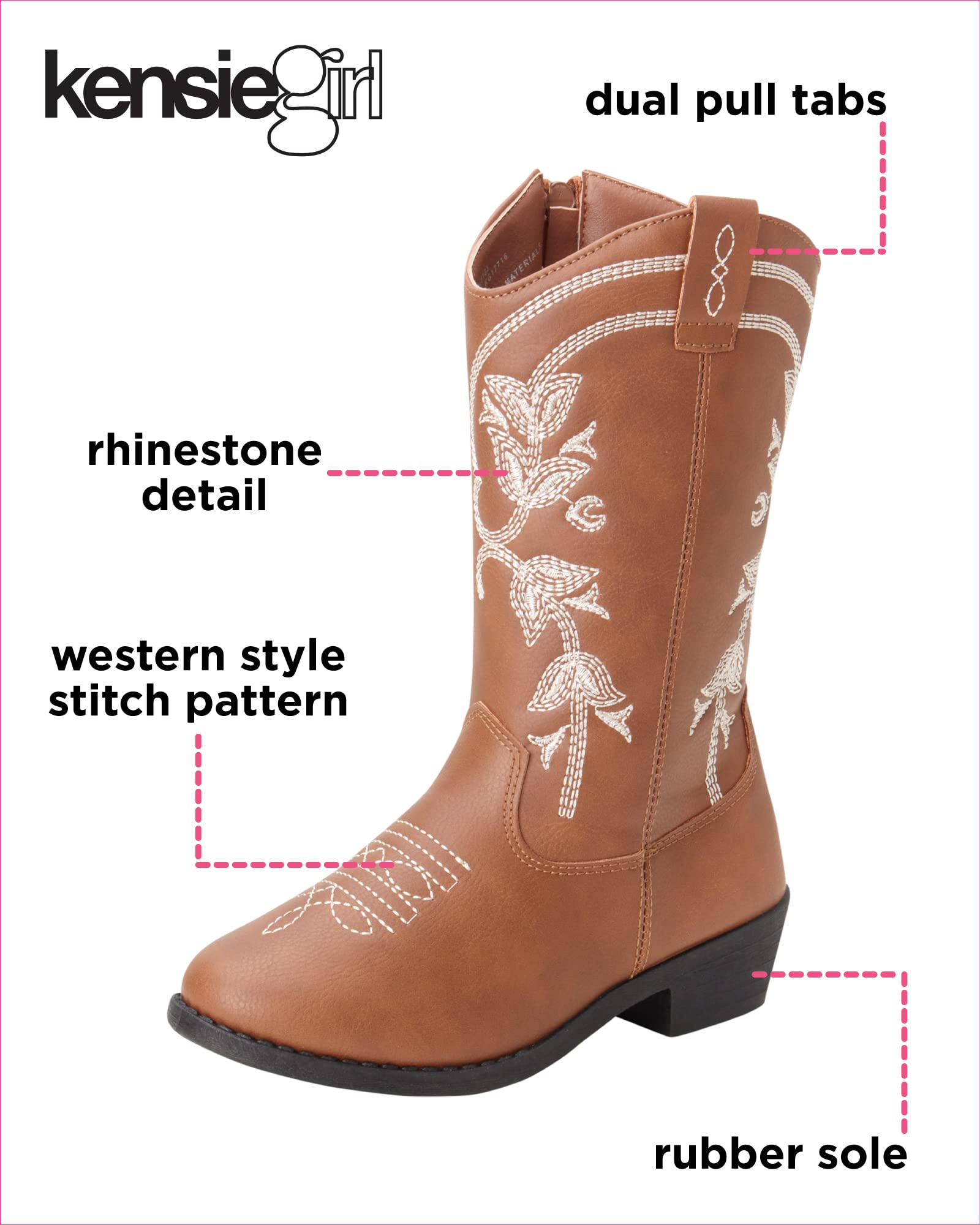 Girls' Western Cowboy Boots for Toddlers - Comfortable & Stylish Leather Booties for Kids - Perfect for Rodeo, Halloween Costumes & Country Fashion