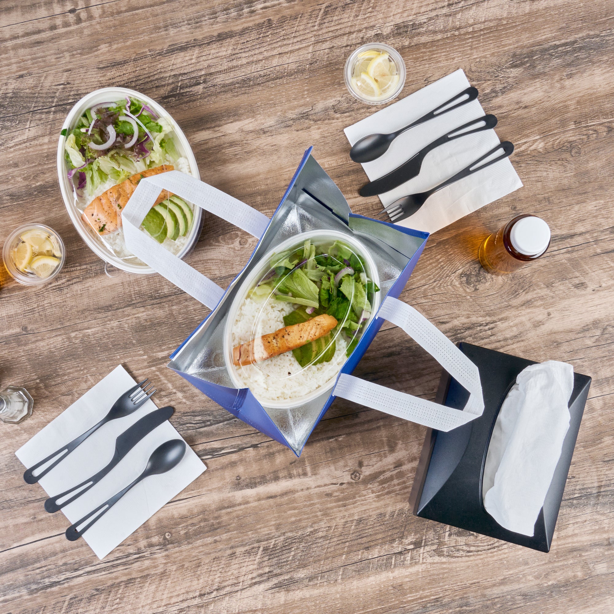 Premium Blue Insulated Takeout Bags - Tamper Evident Food Delivery Bags (10.25