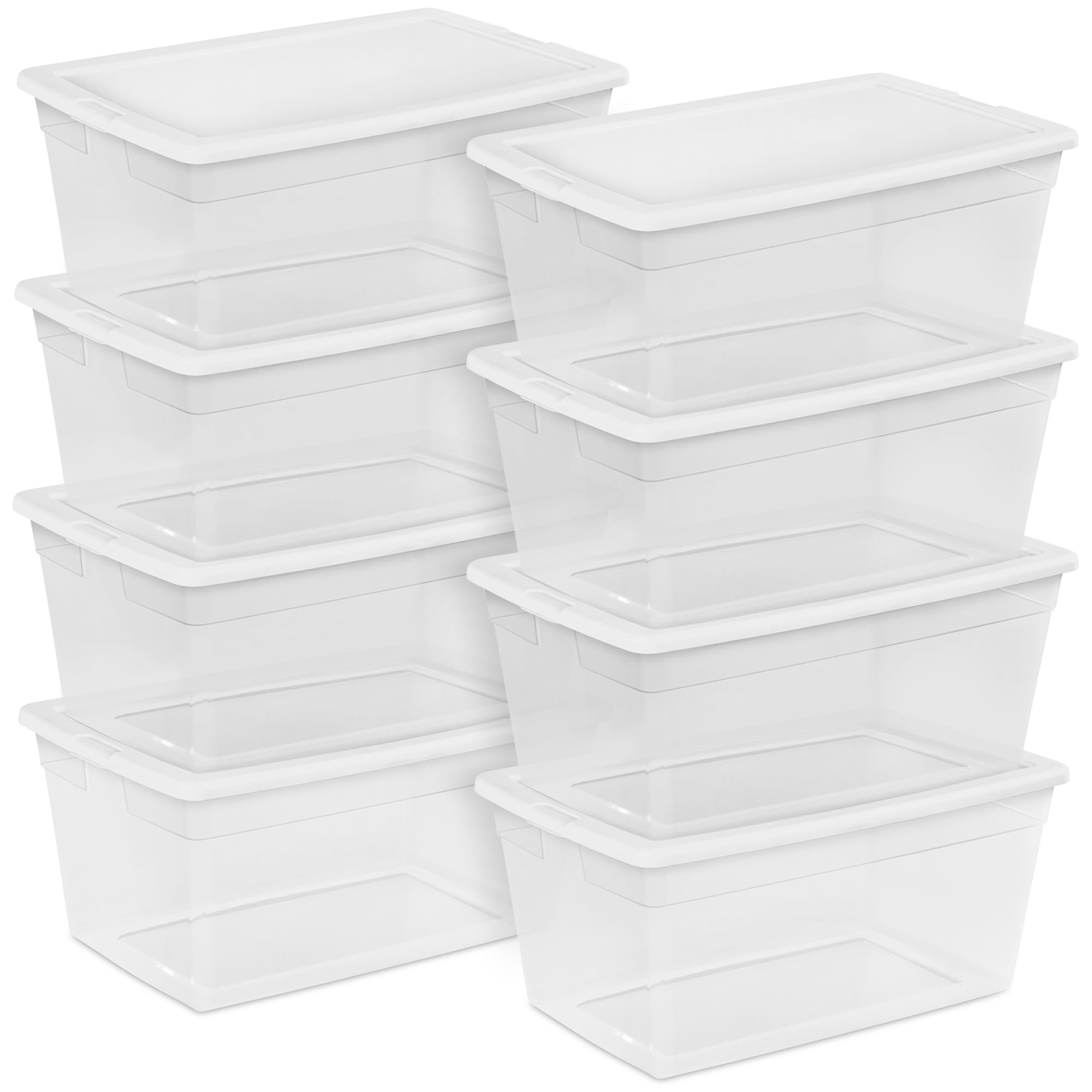 Sterilite 8-Pack 90 Quart Clear Plastic Stackable Storage Bins with Lids - Organize Closet, Garage, or Pantry for Home & Office Use