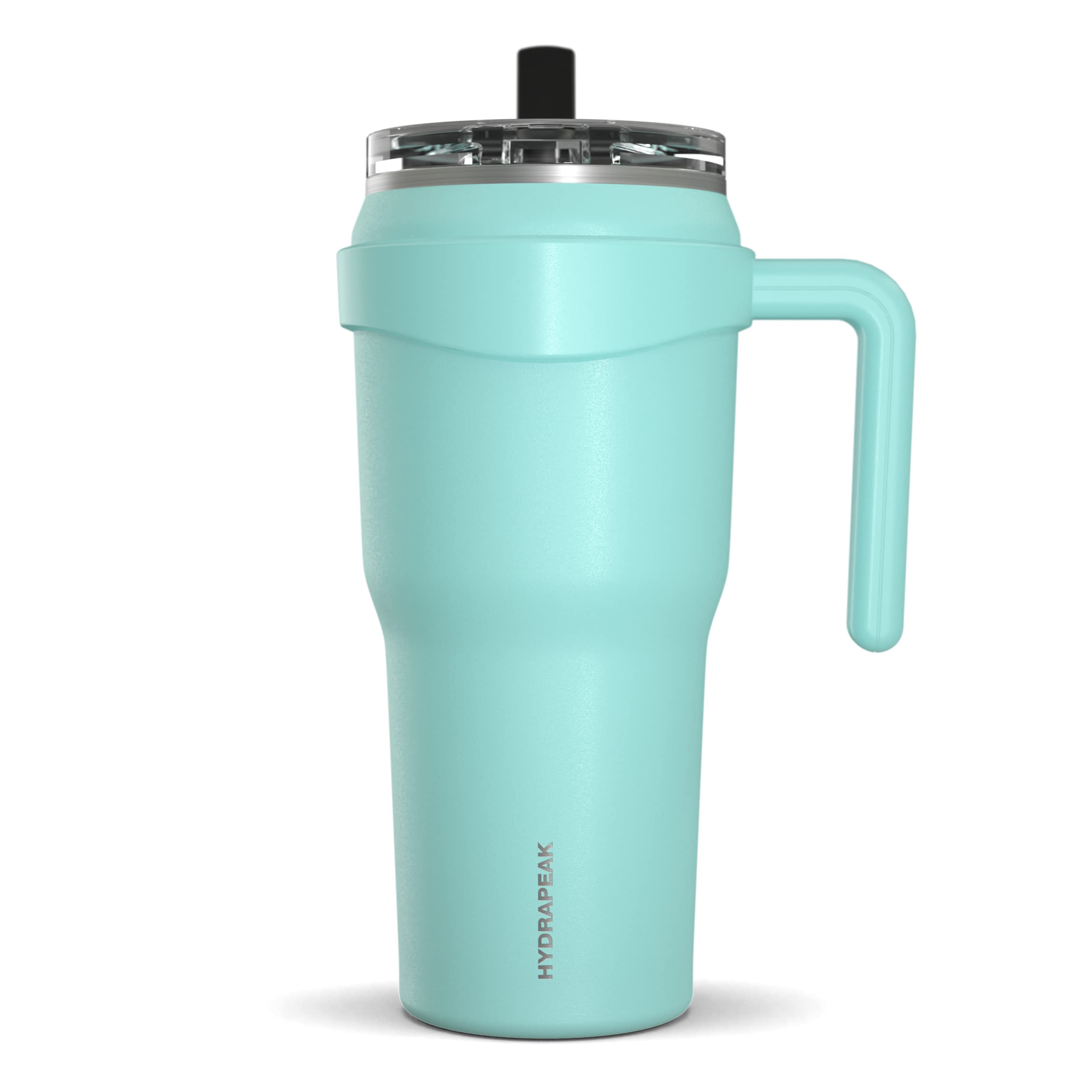 Hydrapeak Roadster 40oz Insulated Stainless Steel Tumbler with Handle & Straw Lid - Double Wall Vacuum Coffee Travel Mug, Leak Proof, Keeps Drinks Cold 34 Hours & Hot 10 Hours (Aqua) - Perfect for Office, Gym, Hiking & Outdoor Adventures