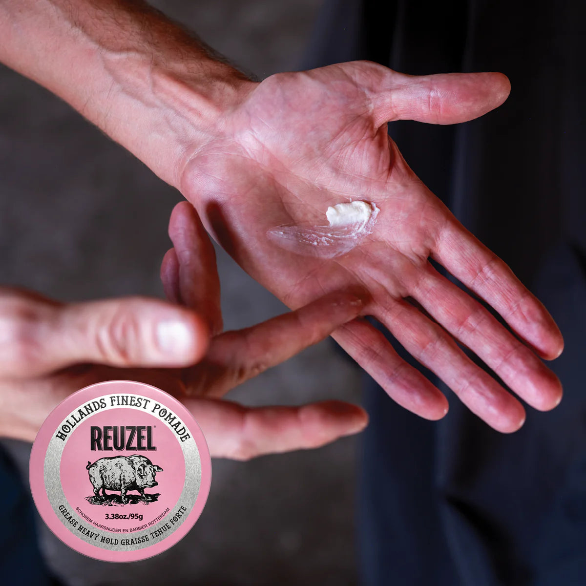 Reuzel Pink Pomade - Strong Hold Hair Styling Wax for Men - Classic Slick Back, Pompadour & Quiff Hairstyles - All-Day Shine & Control - Perfect for Barbers & Stylists
