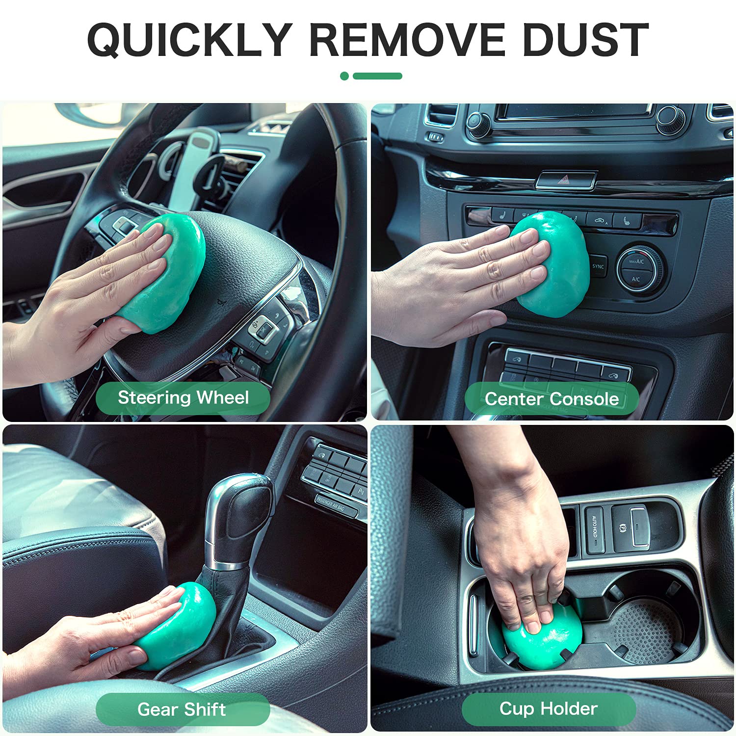 TICARVE Car Cleaning Gel - Auto Detailing Putty for Interior, Vents & Hard-to-Reach Areas - Eco-Friendly Green Car Detailing Kit - Perfect for Dashboard, Cup Holders & Air Vent Cleaning