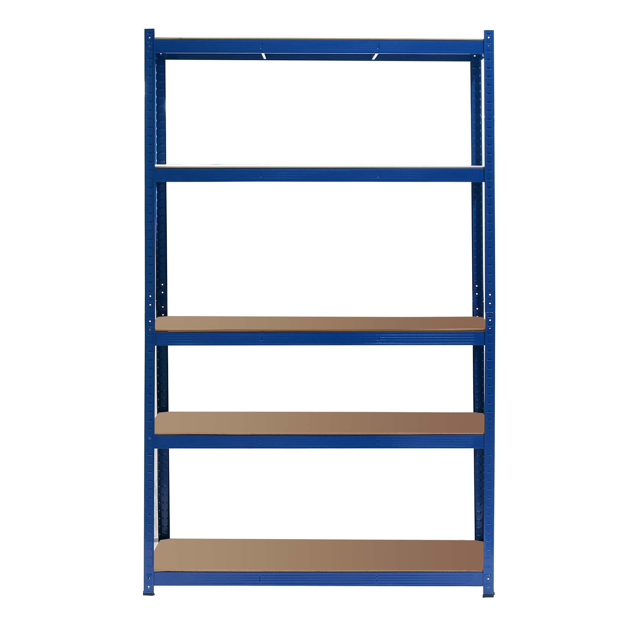 Wiltec Heavy Duty Boltless Shelving Unit 100 x 60 x 204 cm - 5-Tier Industrial Storage Rack with 200kg Capacity per Shelf - Blue Metal Shelves for Garage, Warehouse & Workshop Organization