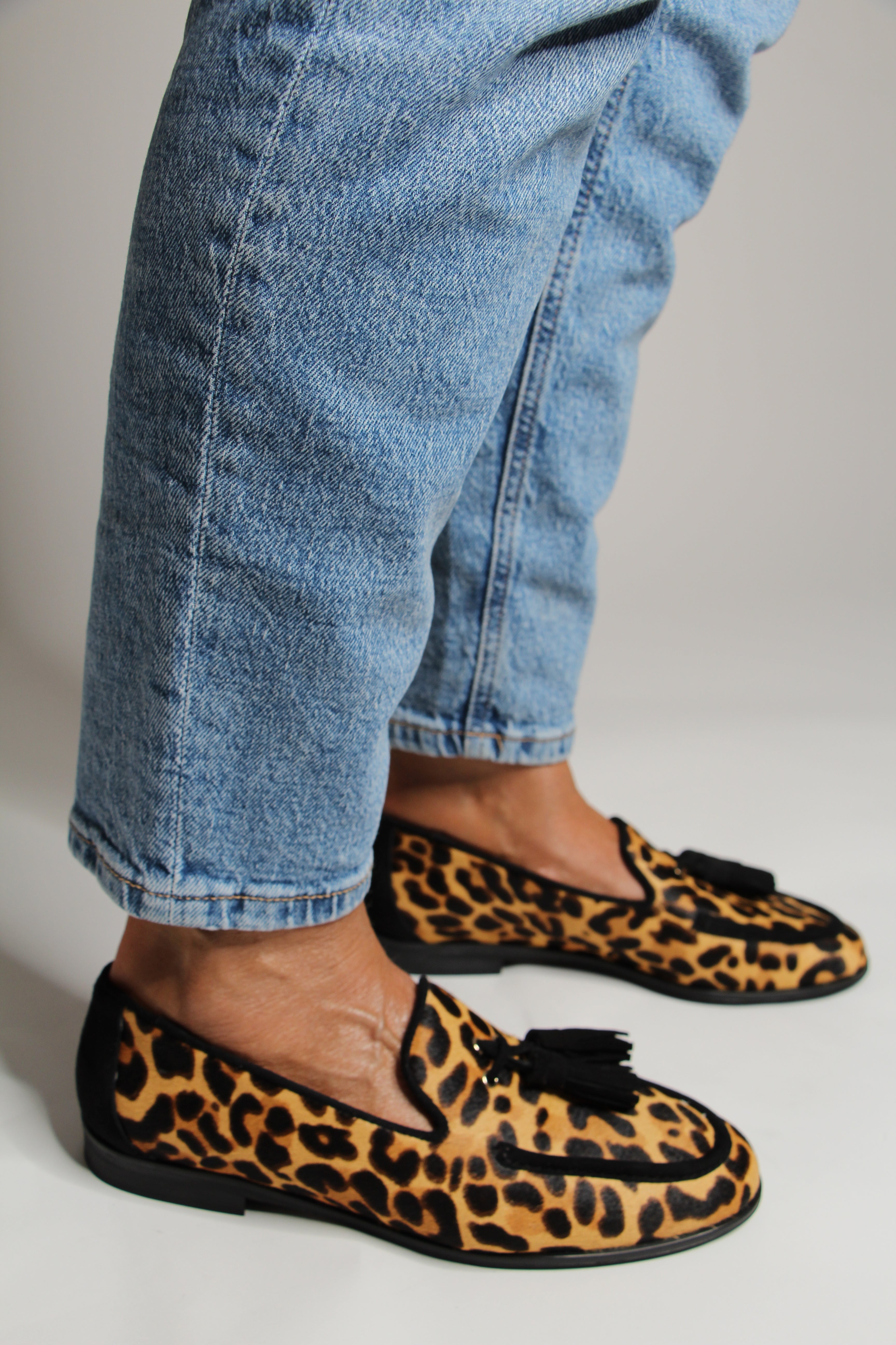 Pedro Miralles Women's Leopard Print Loafers with Tassel - Stylish Slip-On Shoes for Office, Casual Outfits & Travel