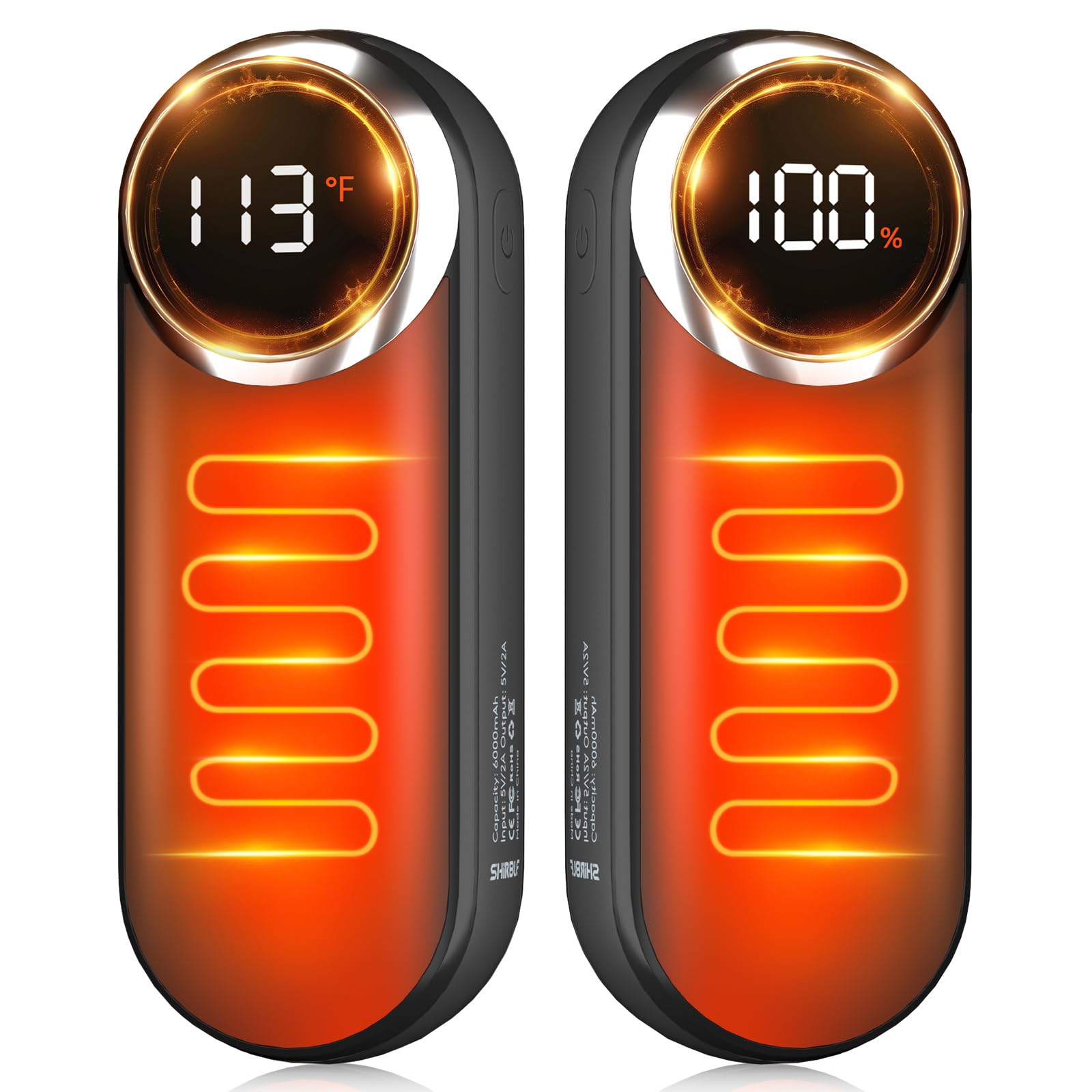 Rechargeable Hand Warmers 12000mAh - 2 Pack Electric Pocket Warmers with LED Light | Up to 20 Hours Double-Sided Heating | Perfect for Hunting, Camping, Skiing & Winter Outdoor Activities | Great Stocking Stuffer Gift