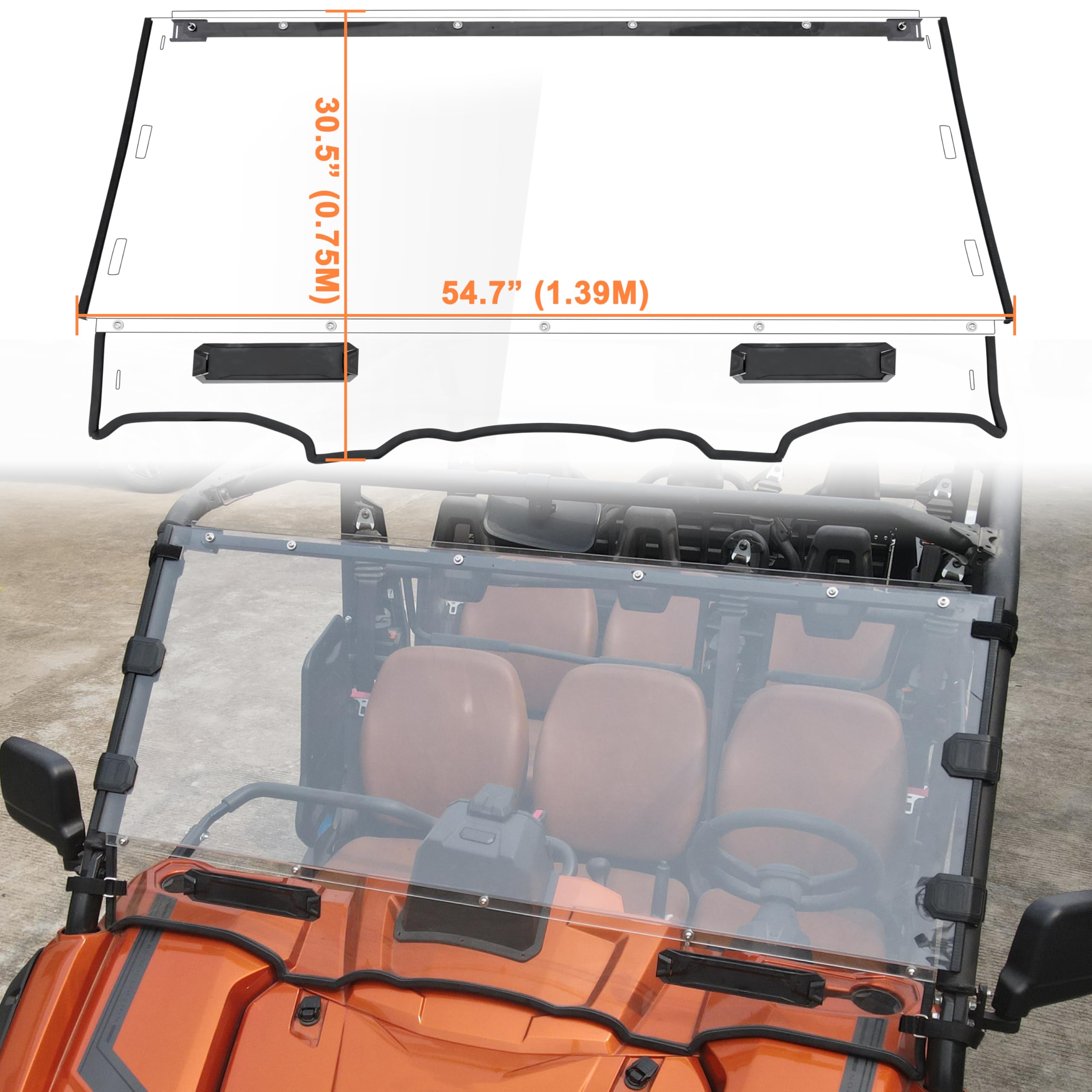 SAUTVS Clear Durable Hard Coat Poly Vented Full Windshield for Yamaha Viking VI (2014-2025) - Dustproof ATV Accessories for Off-Road Adventures & Trail Riding