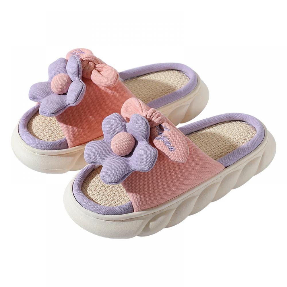 Gaolinci Women's Thick Sole Comfortable Linen Slippers - Non-Slip Indoor House Shoes for Relaxation & Home Wear