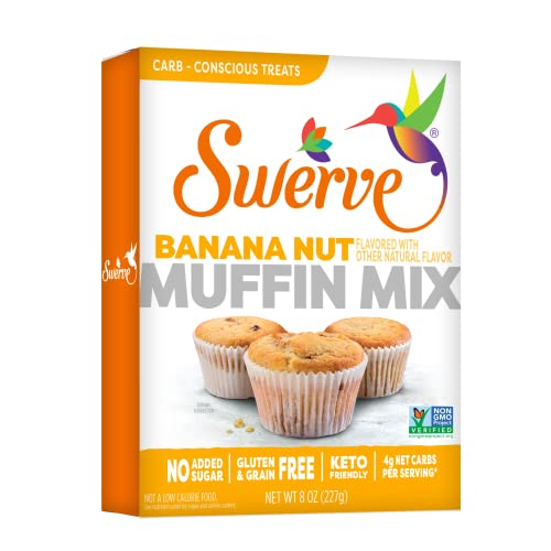 Swerve Banana Nut Muffin Mix - Grain Free, Gluten Free, No Added Sugar - 8oz (2 Pack) - Perfect for Keto, Low Carb & Diabetic-Friendly Baking at Home