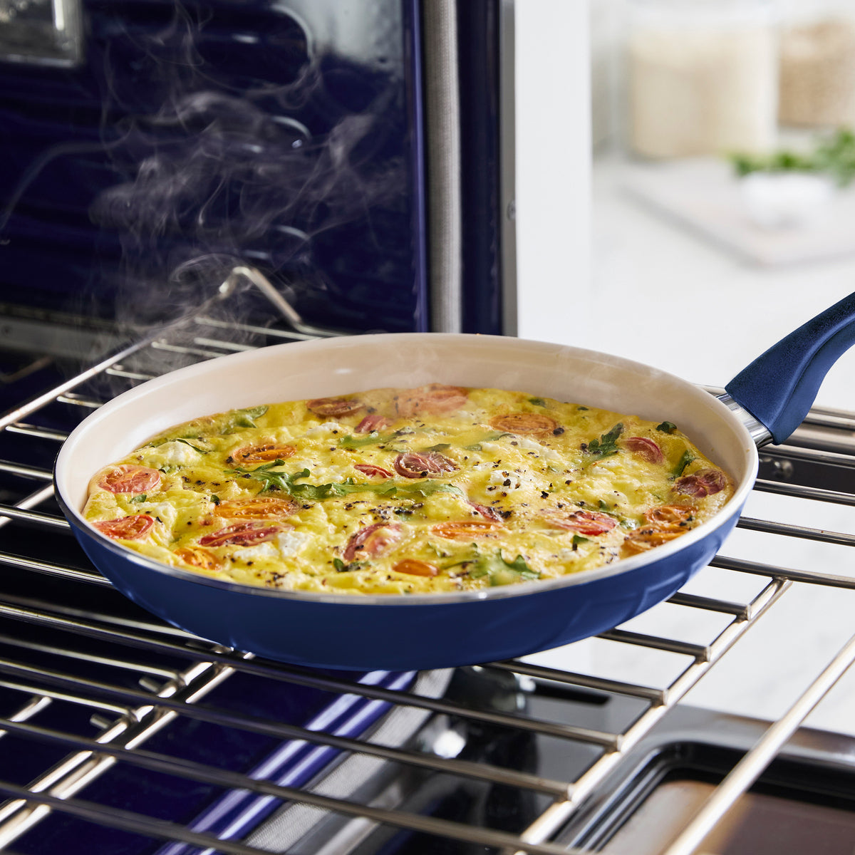Rio Ceramic Nonstick 8-Inch Fry Pan with Spatula - Blue Non-Toxic Cookware for Healthy Cooking | Perfect for Eggs, Pancakes & Sauteing Vegetables
