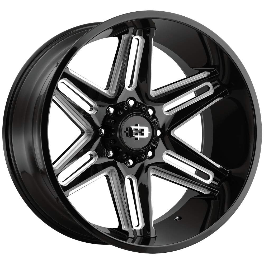 Vision 363 Razor 22x12 8x180-51mm Black Milled Wheel Rim 22 Inch for Trucks & SUVs - Off-Road & Street Performance