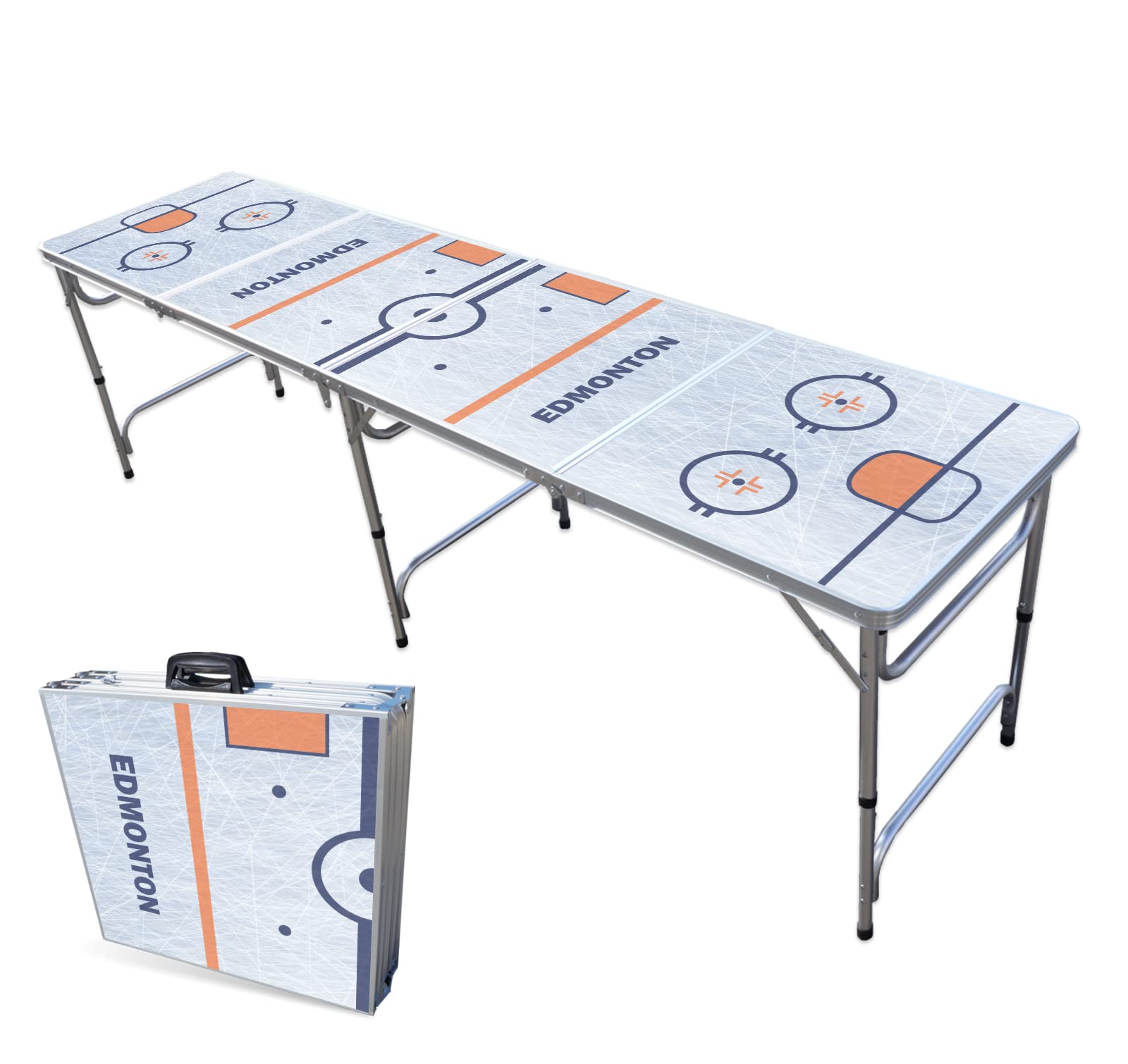 8-Foot Folding Portable Beer Pong Table with LED Lights & Optional Cup Holders - Perfect for Parties, Tailgates & College Events - Choose Your Model