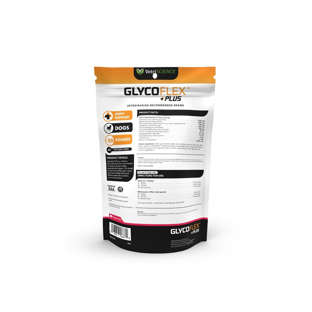 GlycoFlex Plus Hip and Joint Supplement for Medium & Large Dogs - Bacon Flavor | Supports Mobility & Joint Health | Ideal for Active Dogs & Senior Pets