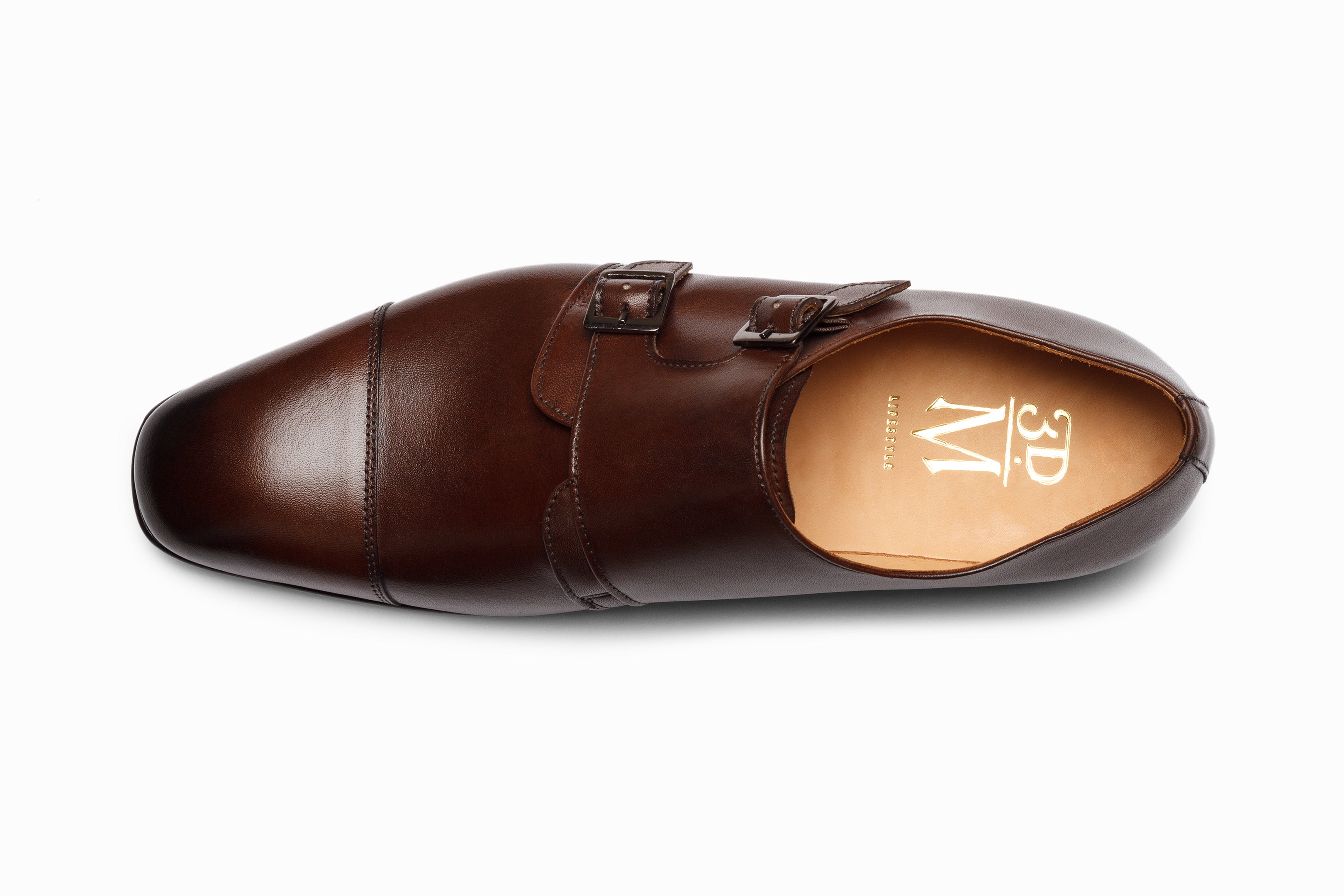 Premium Dark Brown Off-Centered Double Monk Strap Dress Shoes for Men – Elegant Formal & Business Attire