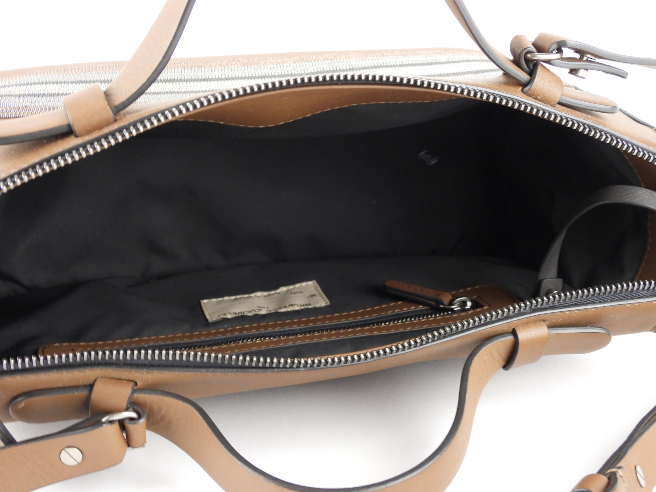 Brunello Cucinelli Brown Leather Monili Bead Two-Way Tote Bag for Women - Luxury Designer Handbag for Work, Travel & Everyday Use