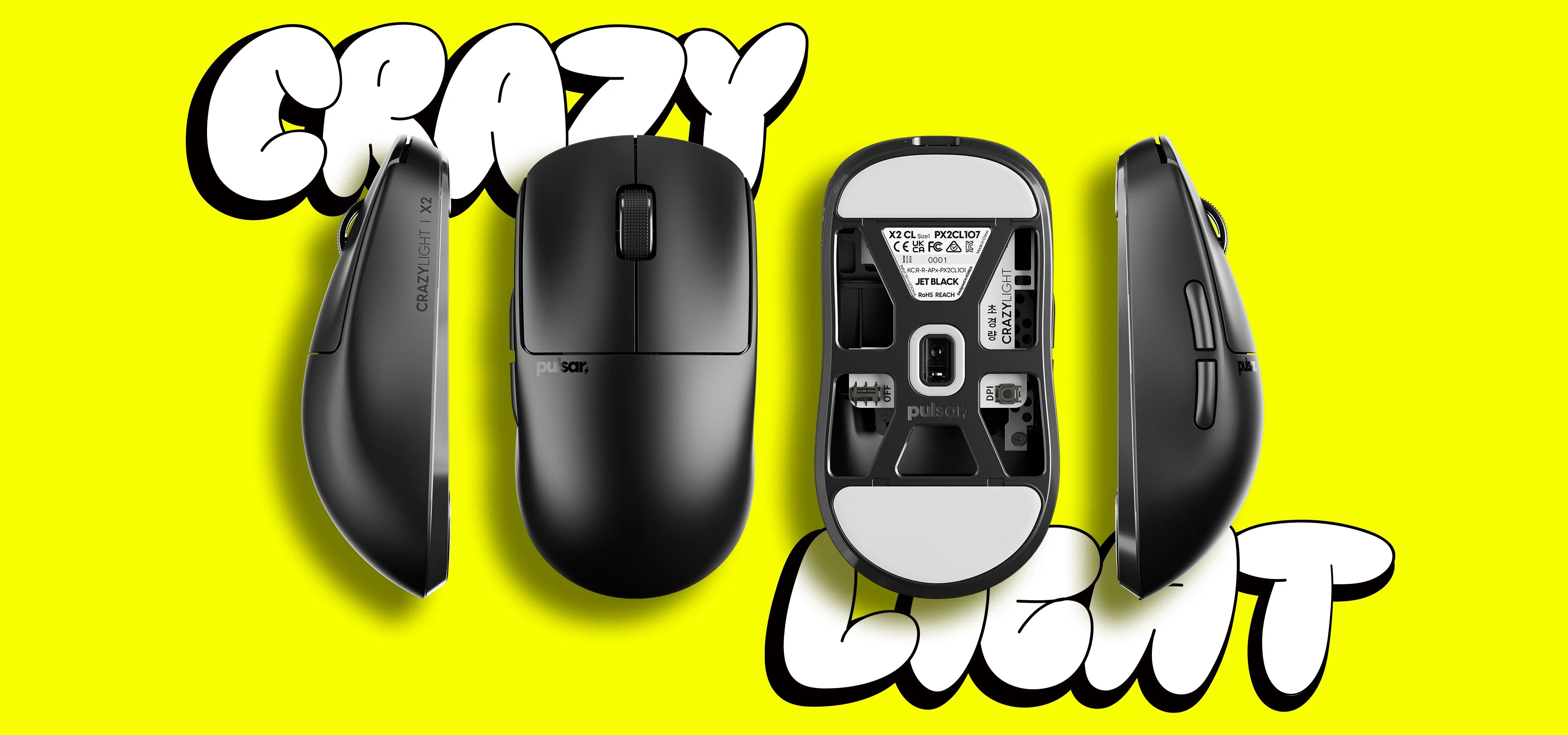 Pulsar X2 CrazyLight Wireless Gaming Mouse - Ultra Lightweight, Ergonomic Design for PC & Mac - Perfect for FPS, MOBA, and Esports Gaming