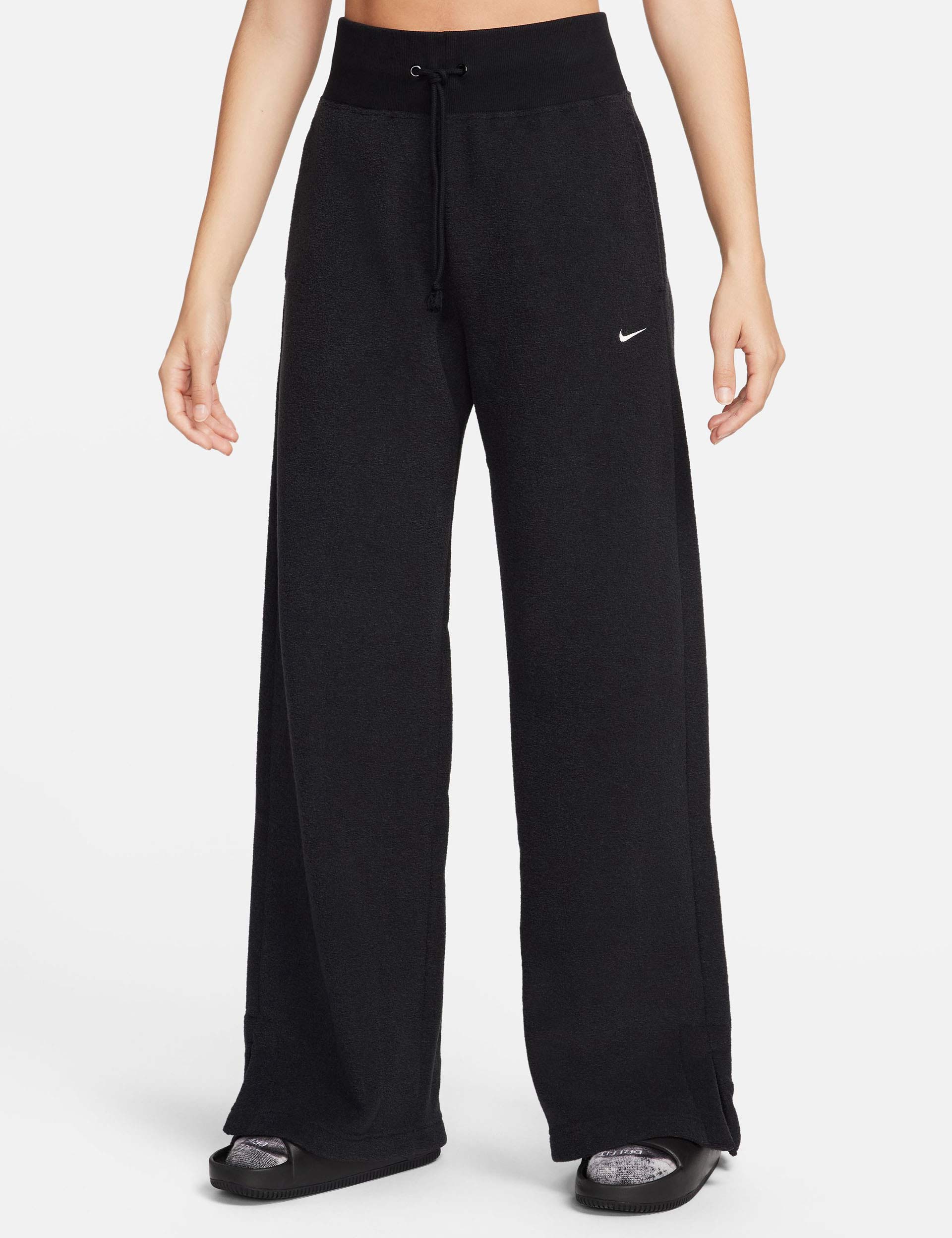 Phoenix Plush Wide Leg Fleece Sweatpants for Women - Soft Athletic Lounge Pants in Black/Sail | Comfortable Sportswear for Yoga, Running & Casual Wear
