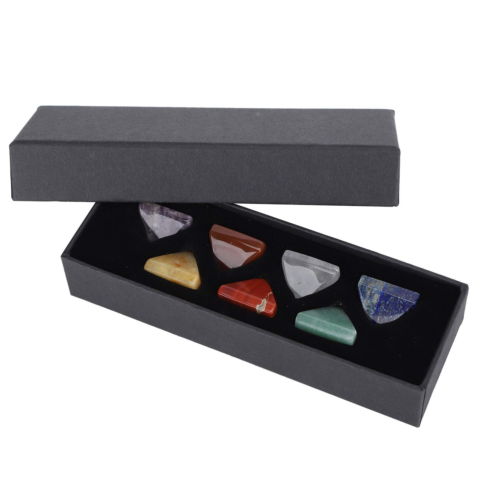 Zerodis 7 Chakra Healing Stones Set - Natural Gemstone Pyramid with Engraved Chakra Symbols, Quartz Crystal Energy Generator Kit for Meditation, Yoga & Spiritual Balance