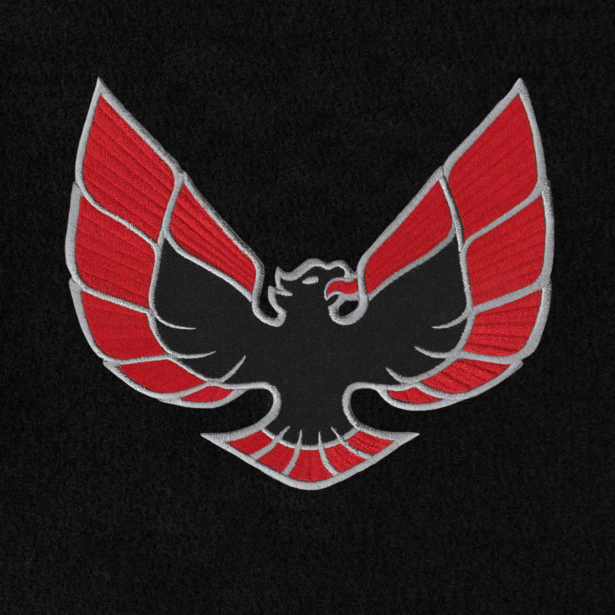 Premium Custom-Fit Carpeted Floor Mats & Trunk Liner for Pontiac Firebird/Trans Am 1970-1981 - Black with Firebird Logo - Luxury Car Accessories for Classic Car Protection & Style