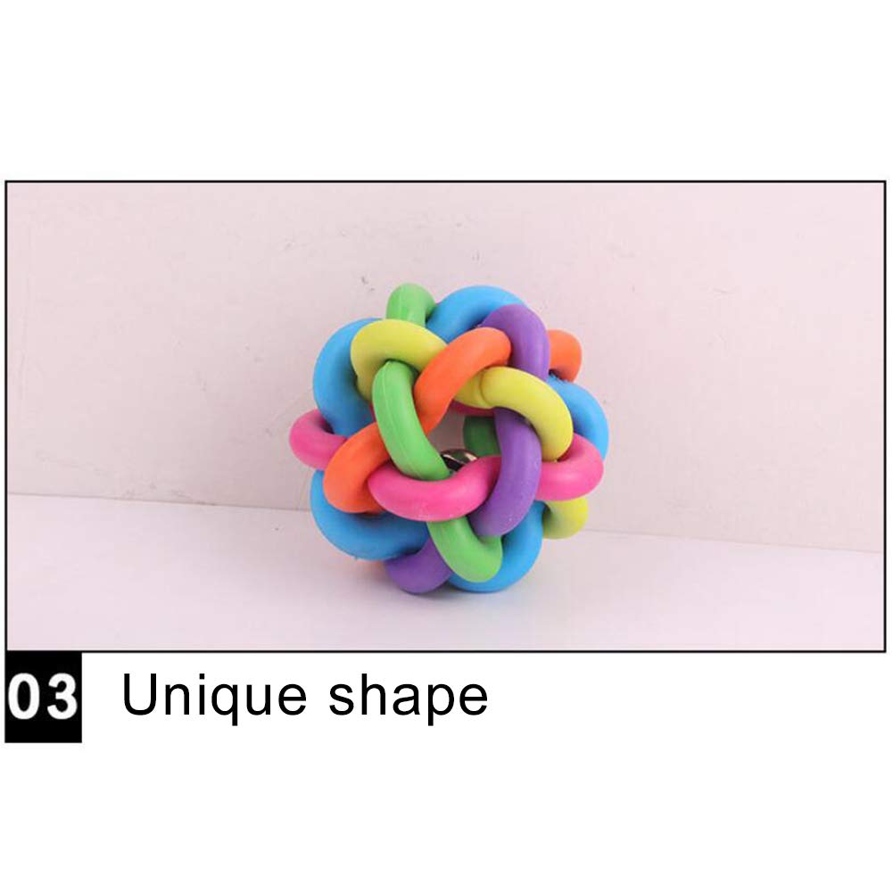 Durable Dog Chew Toy with Bell Sound - Colorful Woven Ball for Puppy Teeth Cleaning & Training - Interactive Pet Toy for Small & Medium Dogs - Perfect for Playtime, Teething Relief & Mental Stimulation