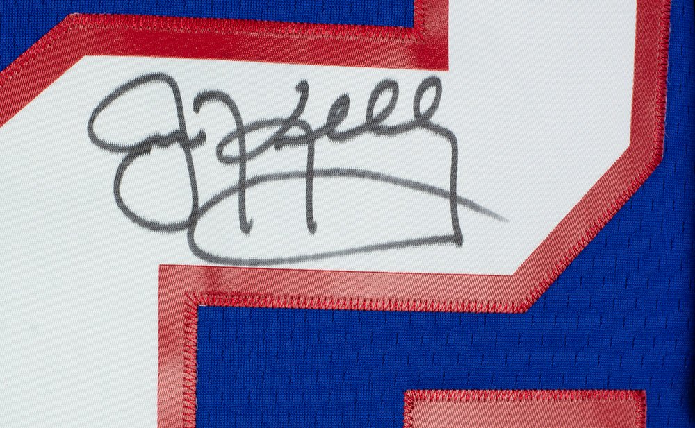 Jim Kelly Autographed Buffalo Bills Blue Mitchell & Ness NFL Jersey with JSA COA - Perfect for Football Memorabilia Collectors and Bills Fans Display
