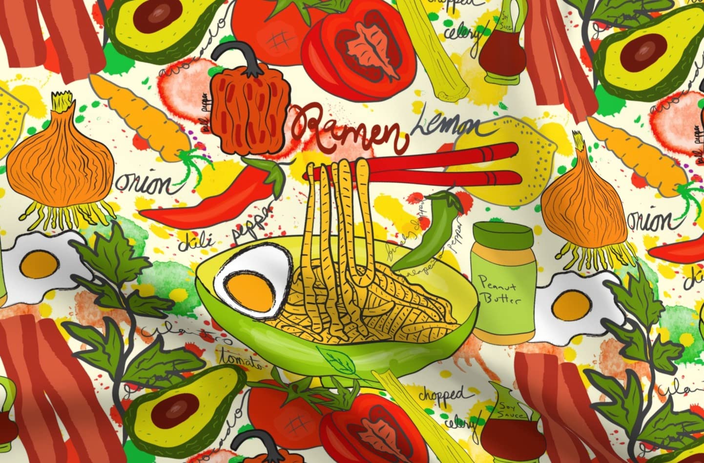 Recipe Red Egg Food Printed Minky Fabric by The Yard - Soft Plush Fabric for Sewing Baby Blankets, Quilt Backing & DIY Projects - Perfect for Nursery Decor, Gift Making & Home Crafts