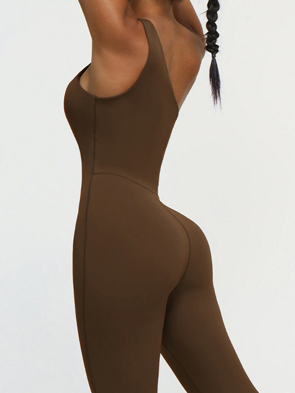 ZASUWA Women's Stretchy Elastic Tailored Seamless Quick-Dry Jumpsuit - Perfect for Yoga, Gym, Workout & Casual Wear